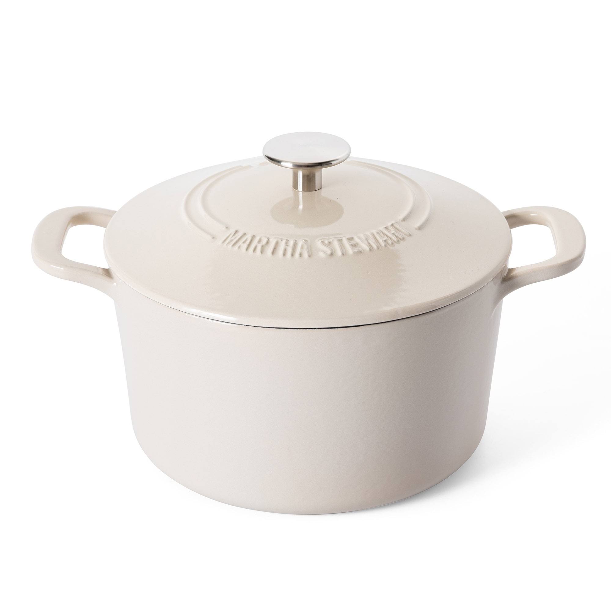 Martha Stewart Everyday Eastwick 4-Quart Linen Enamel Cast Iron Dutch Oven