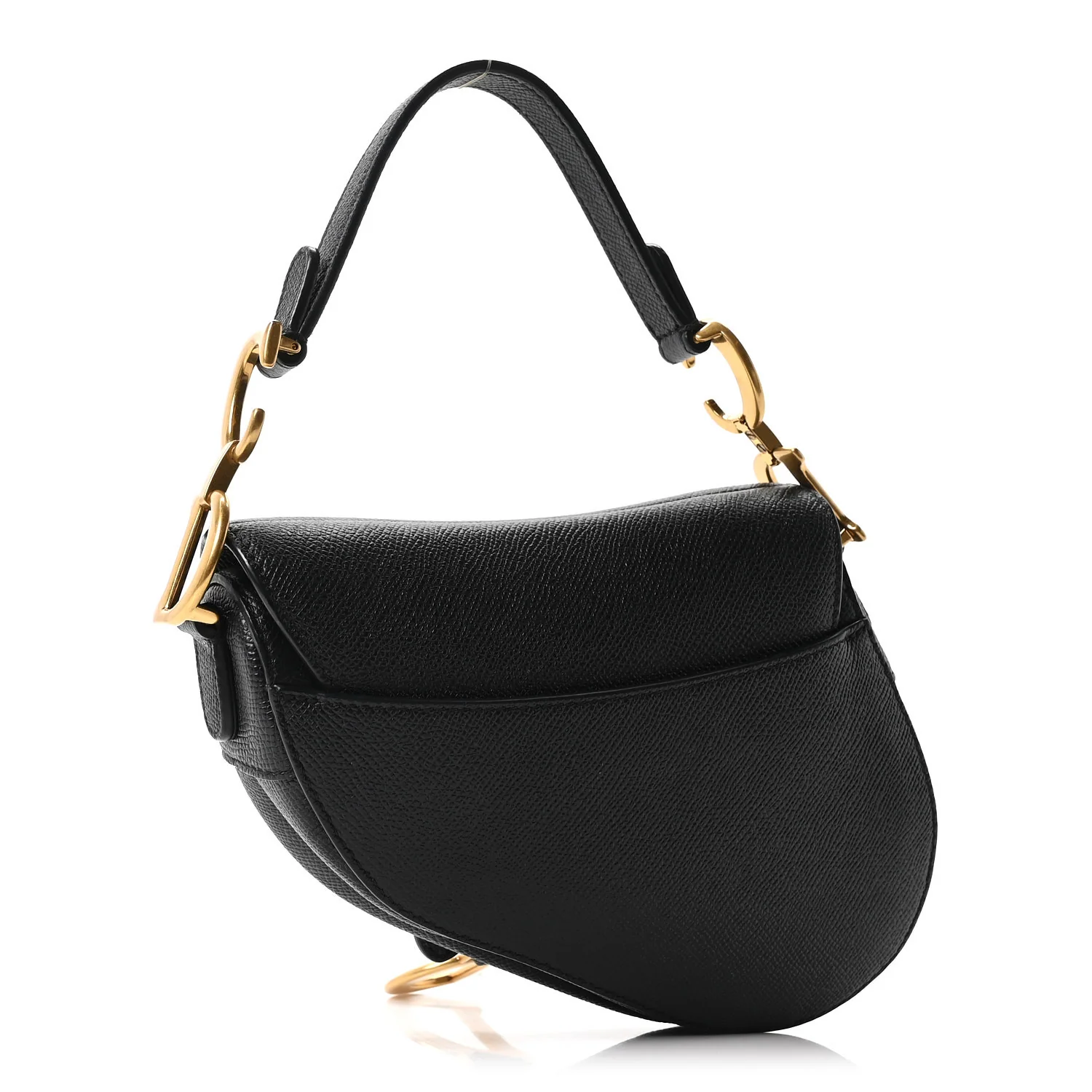 Grained Calfskin Mini Saddle Bag Black