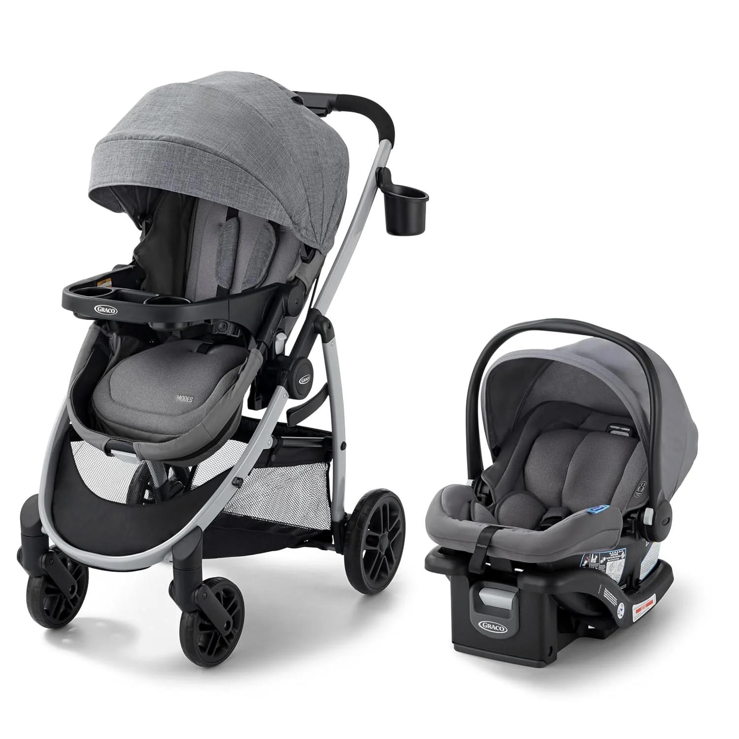 Système de voyage Graco Modes Pramette 3 en 1 : siège auto modulaire, poussette et porte-bébé combinés