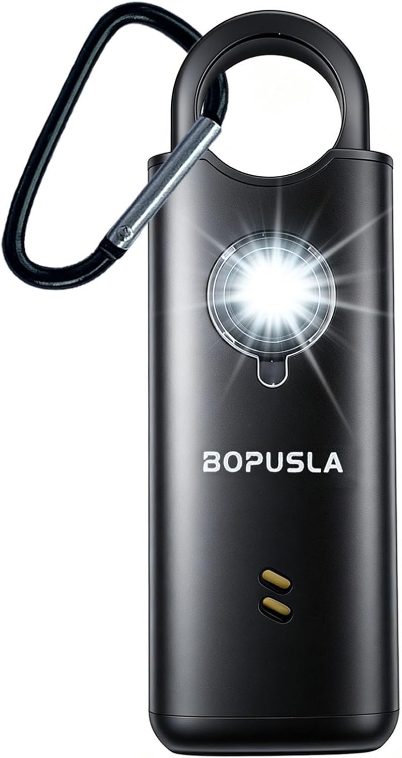 135dB Personal Safety Emergency Alarm Keychain, Rechargeable Personal Safety Alarm with LED Flashlight for Women, Kids, Elderly, Night Running, Travel & Outdoor (Silver)