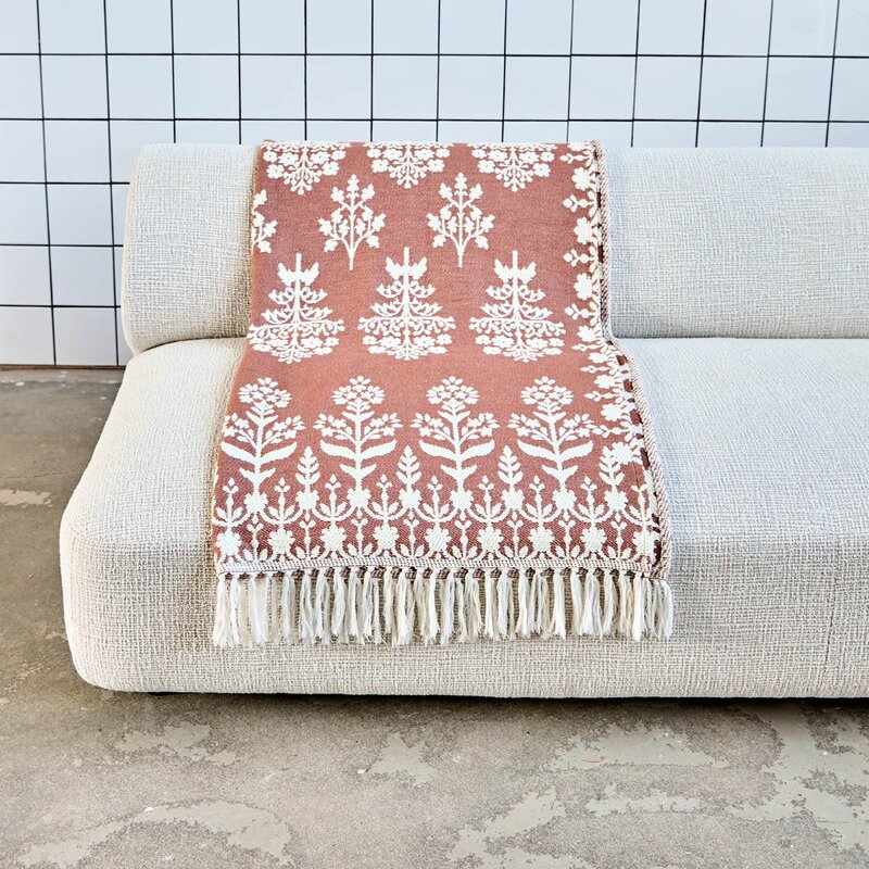 Mazzo pledd i bomull 200x150 cm brun