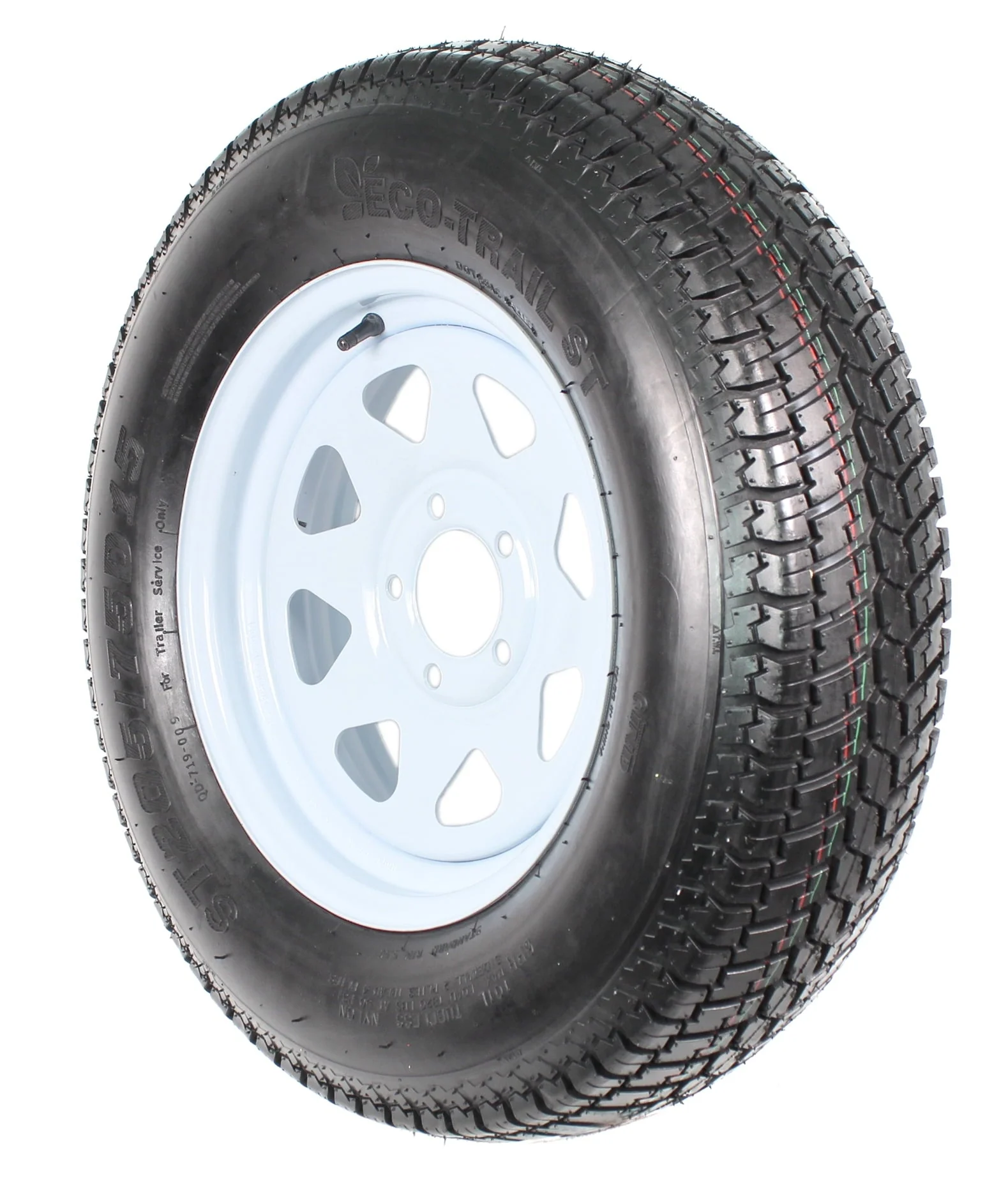 Trailer Tire on Rim ST205/75D15 205/75 D 15 In. LRC 5 Hole White Spoke