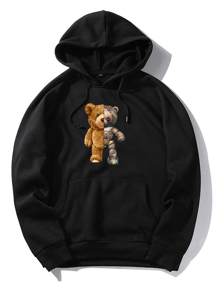 Sweats à capuche imprimés avec motif d'ours robot