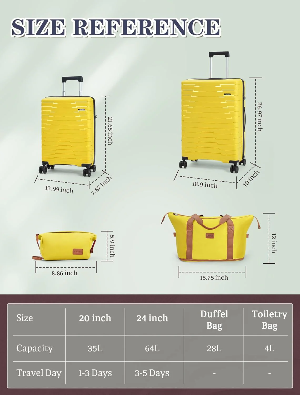 Ensemble de 5 valises à roulettes, valise rigide en ABS avec roulettes multidirectionnelles