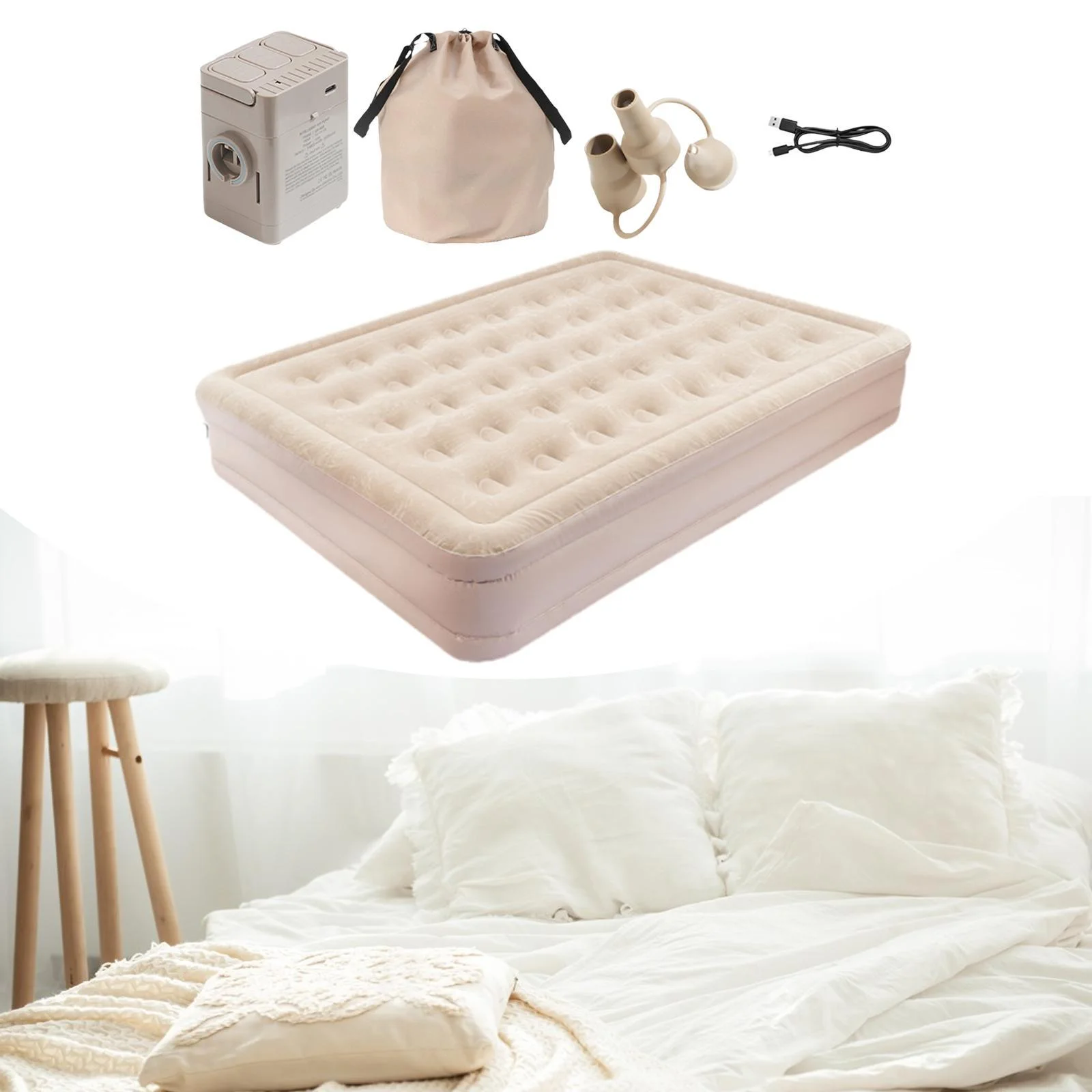 Air Mattress Airbed Camping Mat Lightweight with Air Pump with Carry Bag Camping - Image 8