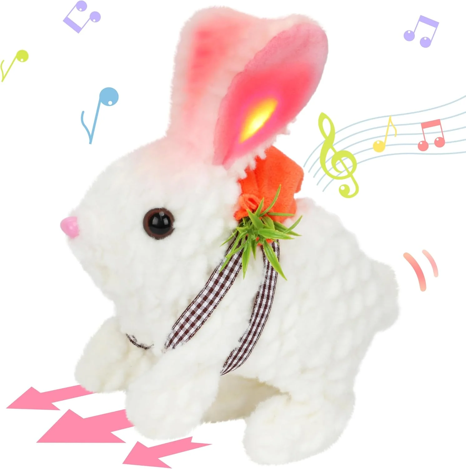 Interactive Hopping Rabbit Electronic Plush Bunny Toy with Sounds and Movements, 7'' Brown
