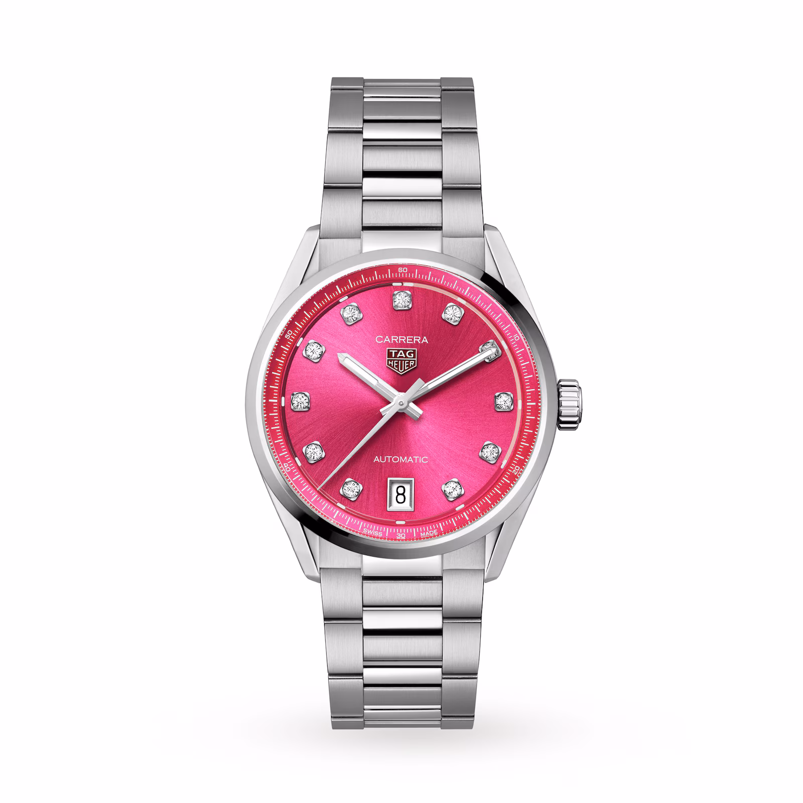 【Super Clone】TAG Heuer Carrera Date 36mm Ladies Watch Pink Diamond Dot WBN2318.BA0001