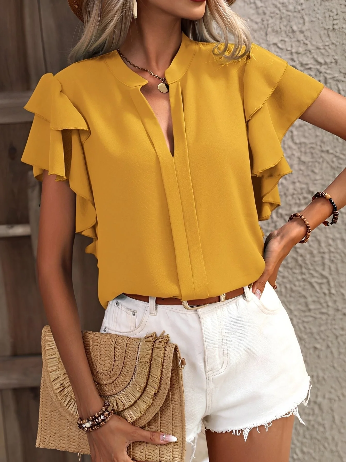 Louisa - Blouse Sans Manches à Col en V