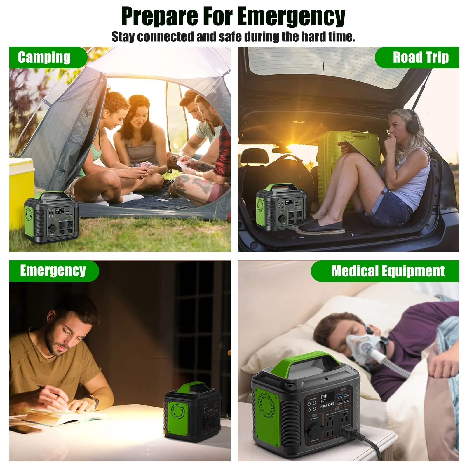 300W Portable Power Station, 296Wh 80000mAh Outdoor Solar Generator Quick Charge 110V AC Outlets DC Ports for Home Backup, Outdoor RV Camping, Emergency Lithium Battery, Power Outages,Black - Image 9