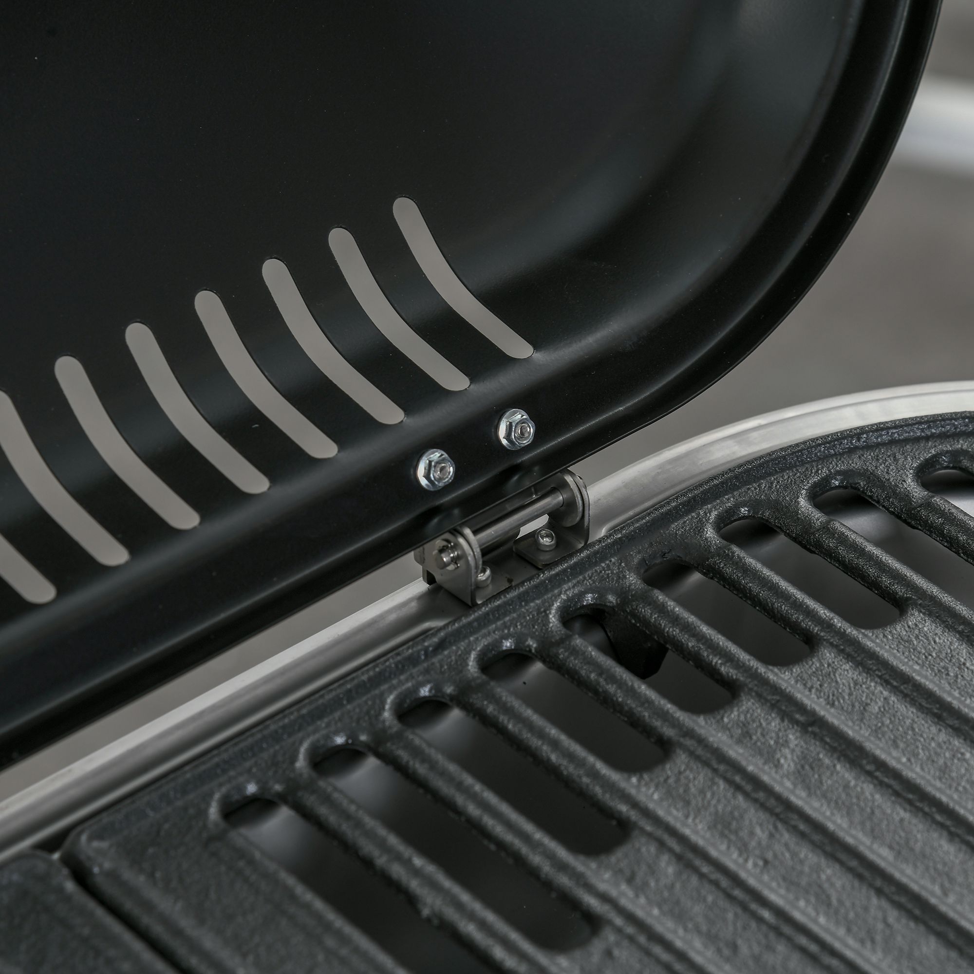 Outsunny Grillkar, inklapbaar, opbergrek, vetopvangbak, roestvrij, aluminium, 100 x 41,6 x 82,5 cm, zwart/zilver