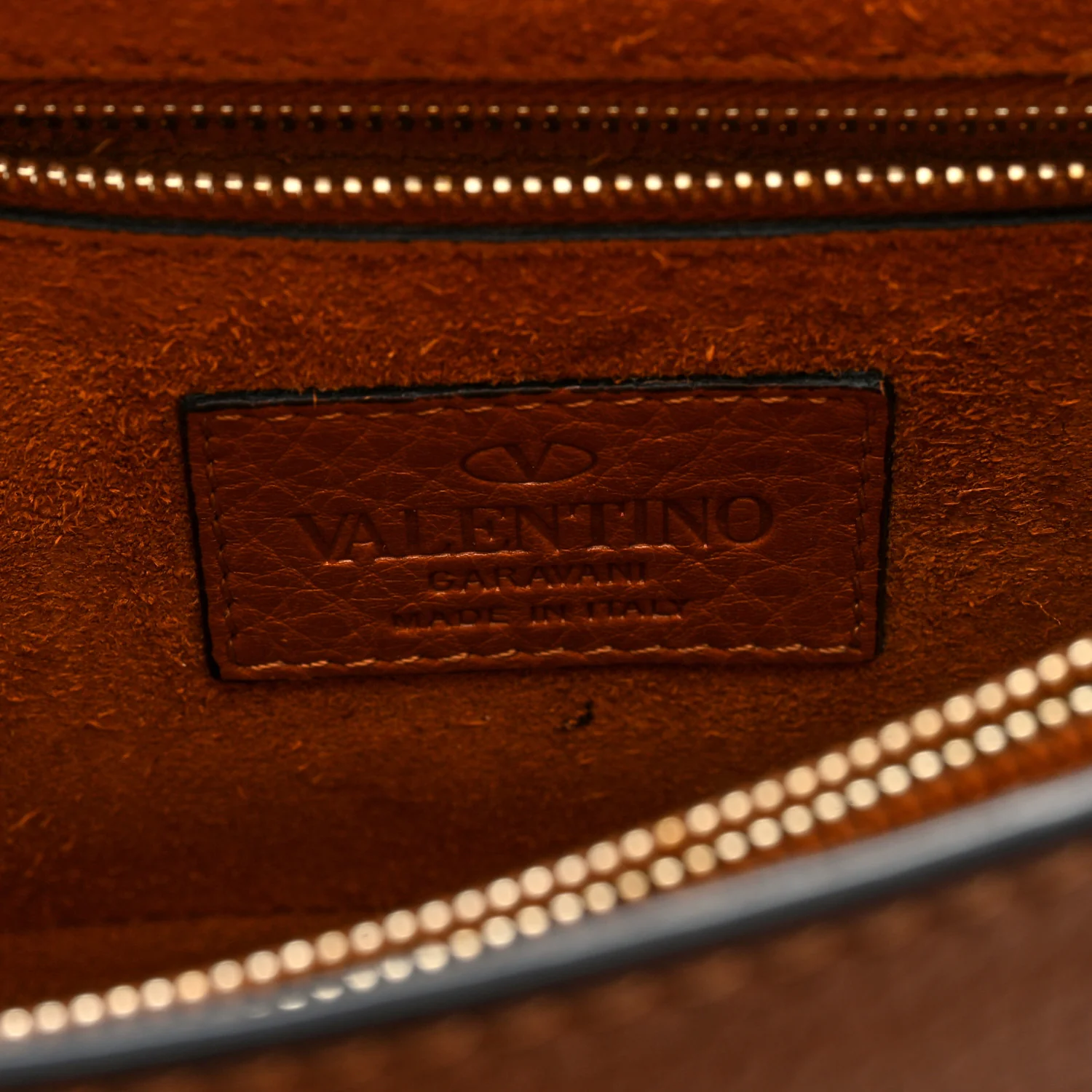 Pebbled Calfskin Rockstud Flip Lock Top Handle Bag Cognac