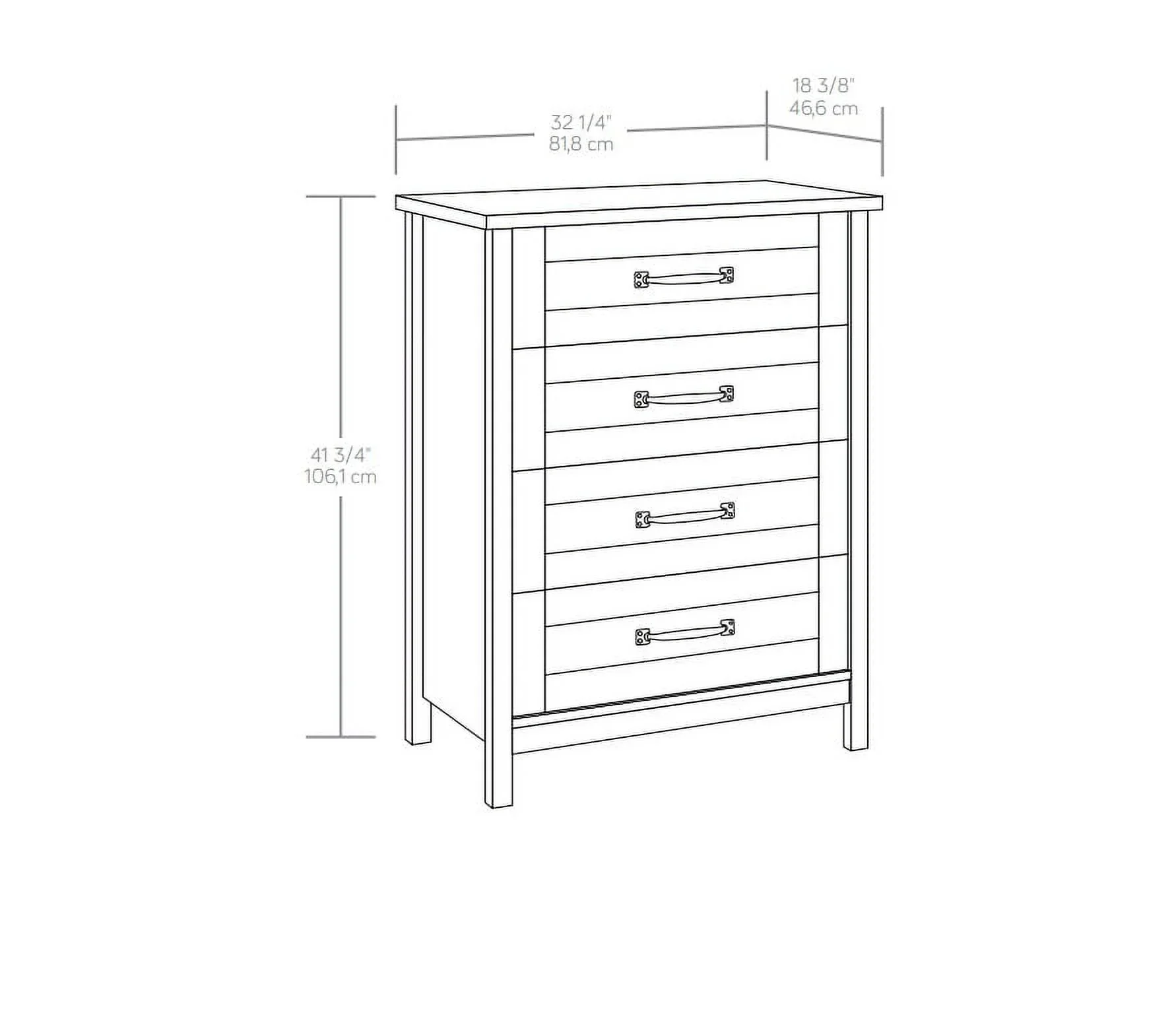 Better Homes & Gardens Modern Farmhouse 4-Drawer Dresser, Rustic White Finish