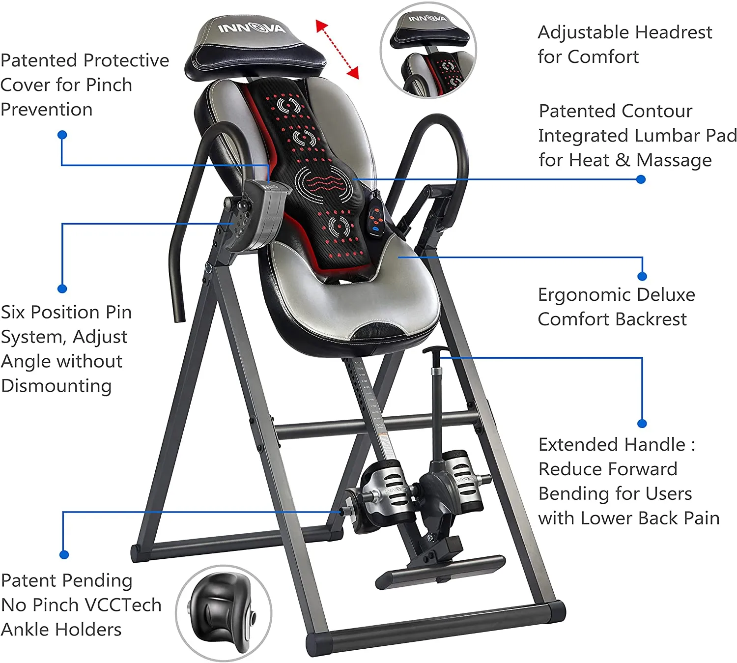 Table d'inversion INNOVA HEALTH AND FITNESS ITM5900 avec fonction chauffante et massante avancée (sgtnightsdesigns)
