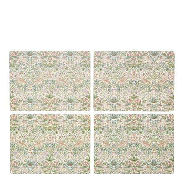 Morris & Co Strawberry Thief bordbrikker 4 stk grønn