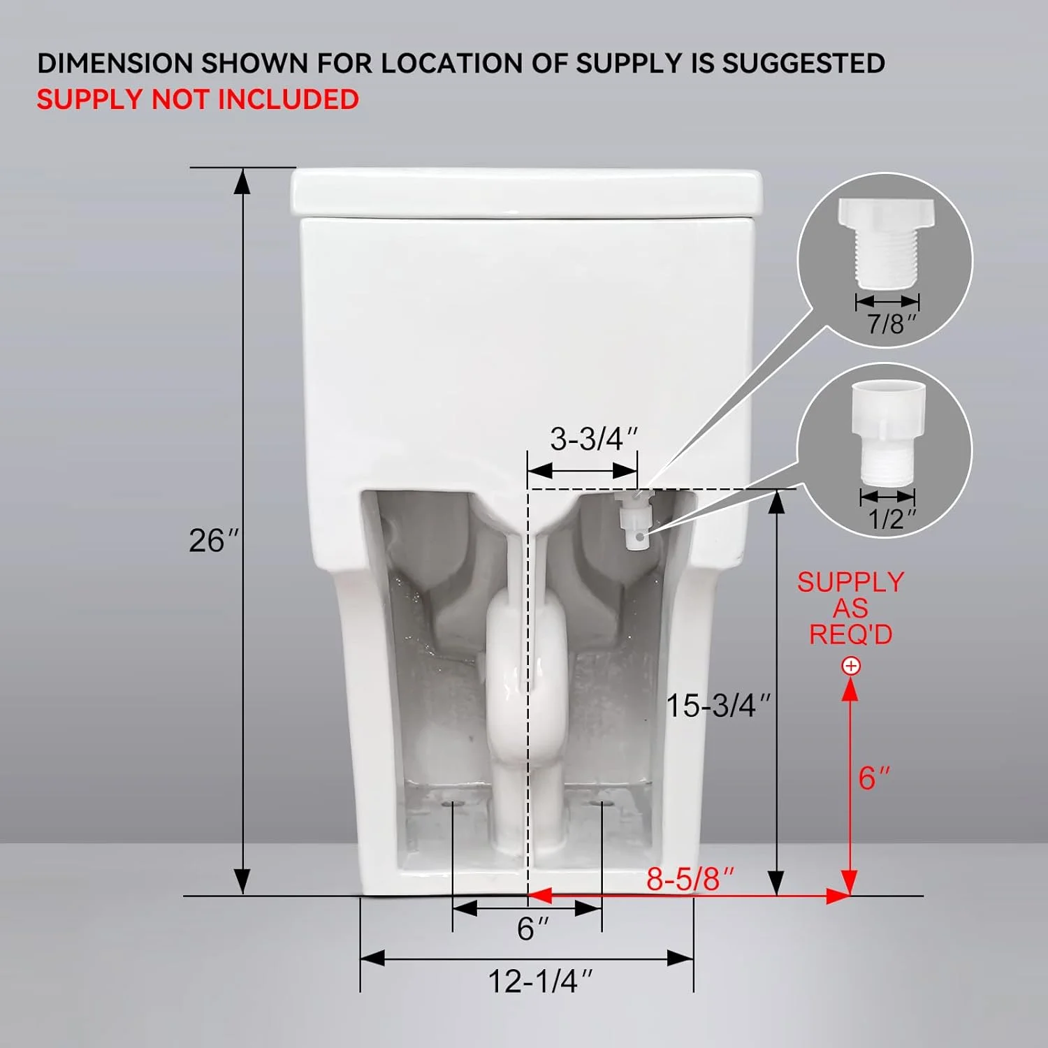 Compact One Piece Toilet with Comfort Seat ADA Height 17.3" Elongated Dual Flush 0.8/1.28 GPF(12 Rough-In/White with Chrome Button) - Image 8