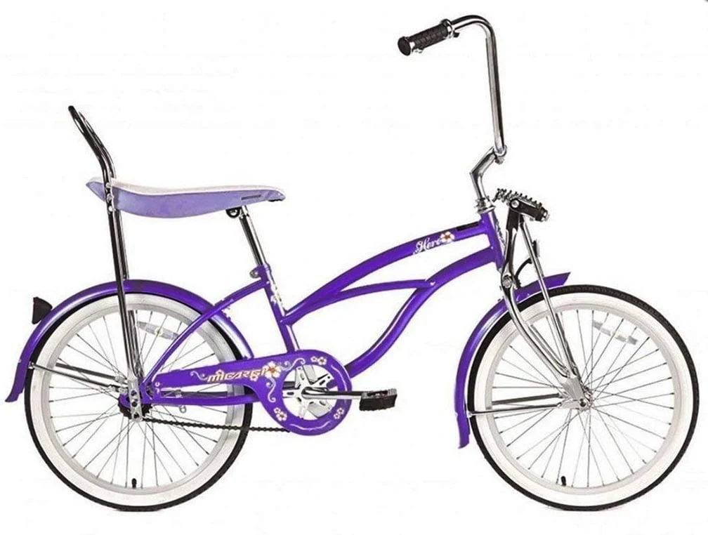 Wonder Wheels 20 In. Beach Cruiser Lowrider Coaster Brake Single Speed Bicycle, Bike with Banana Seat Stainless Steel Spokes One Piece Crank Alloy Rims 36 H - Purple