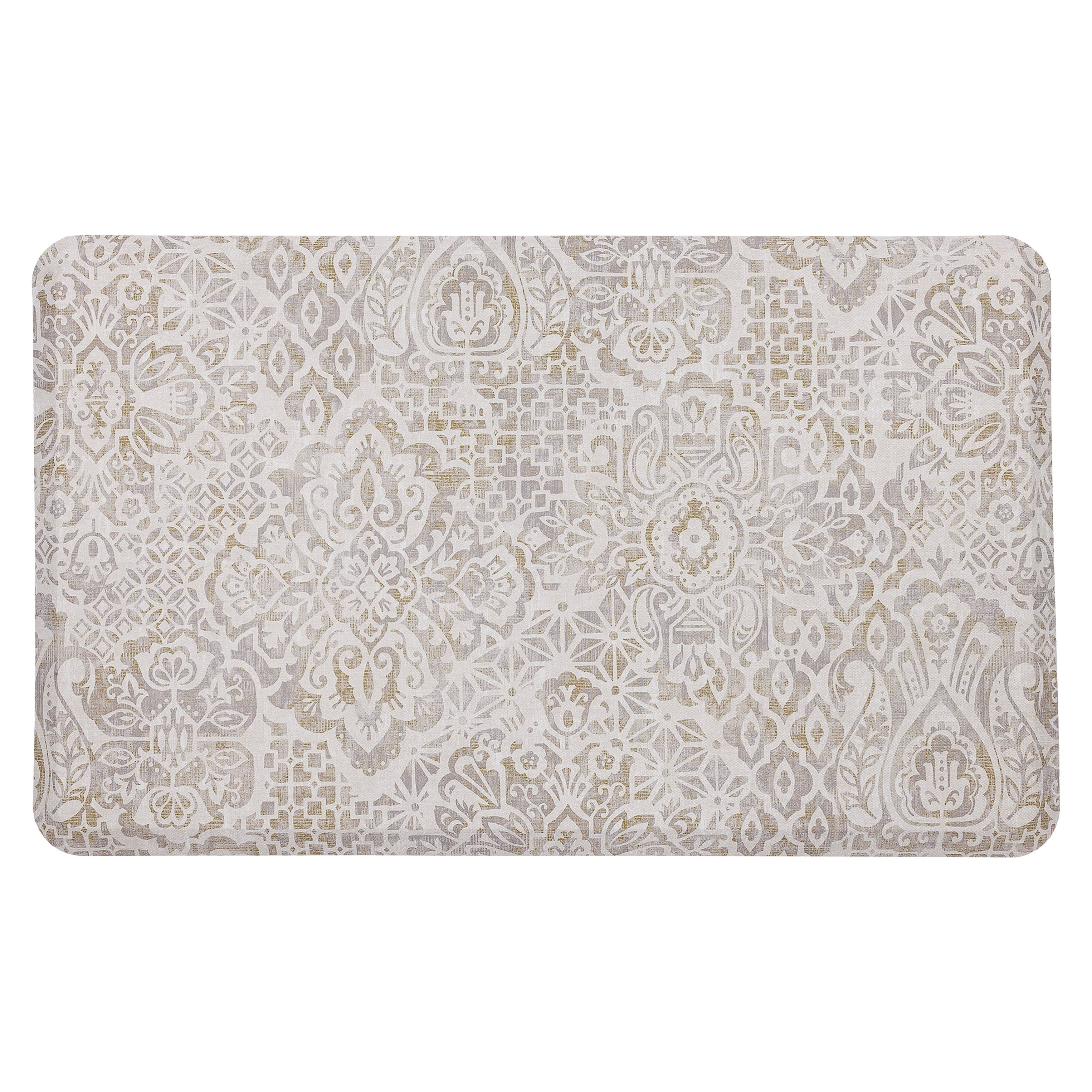 Mohawk Home Damask Nouveau Tan 1 ft. 8 in. x 3 ft. 6 in. Kitchen Mat