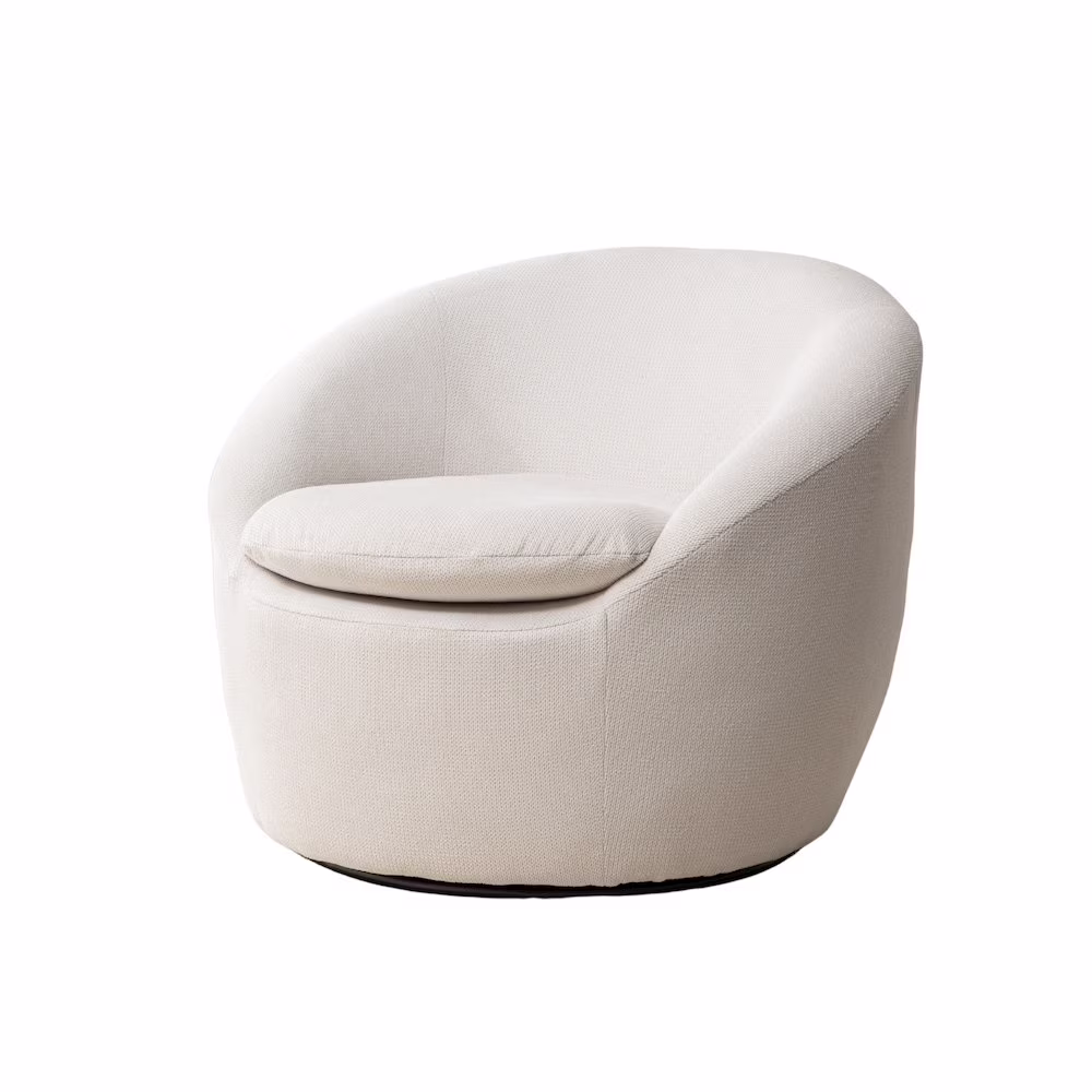 Roundhill Furniture Winnie Modern Barrel Chair, 360�� Swivel(Beige Polyester)