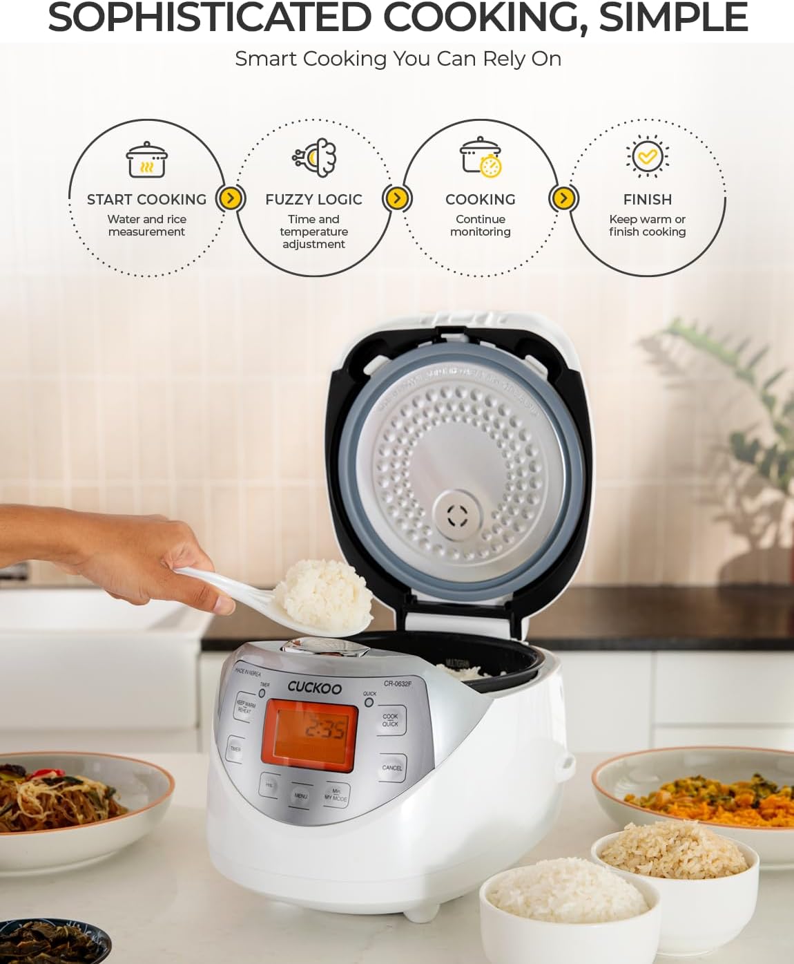 CUCKOO Micom Fuzzy Logic Rice Cooker, 12-Cup Cooked, Silver, CR-0632F