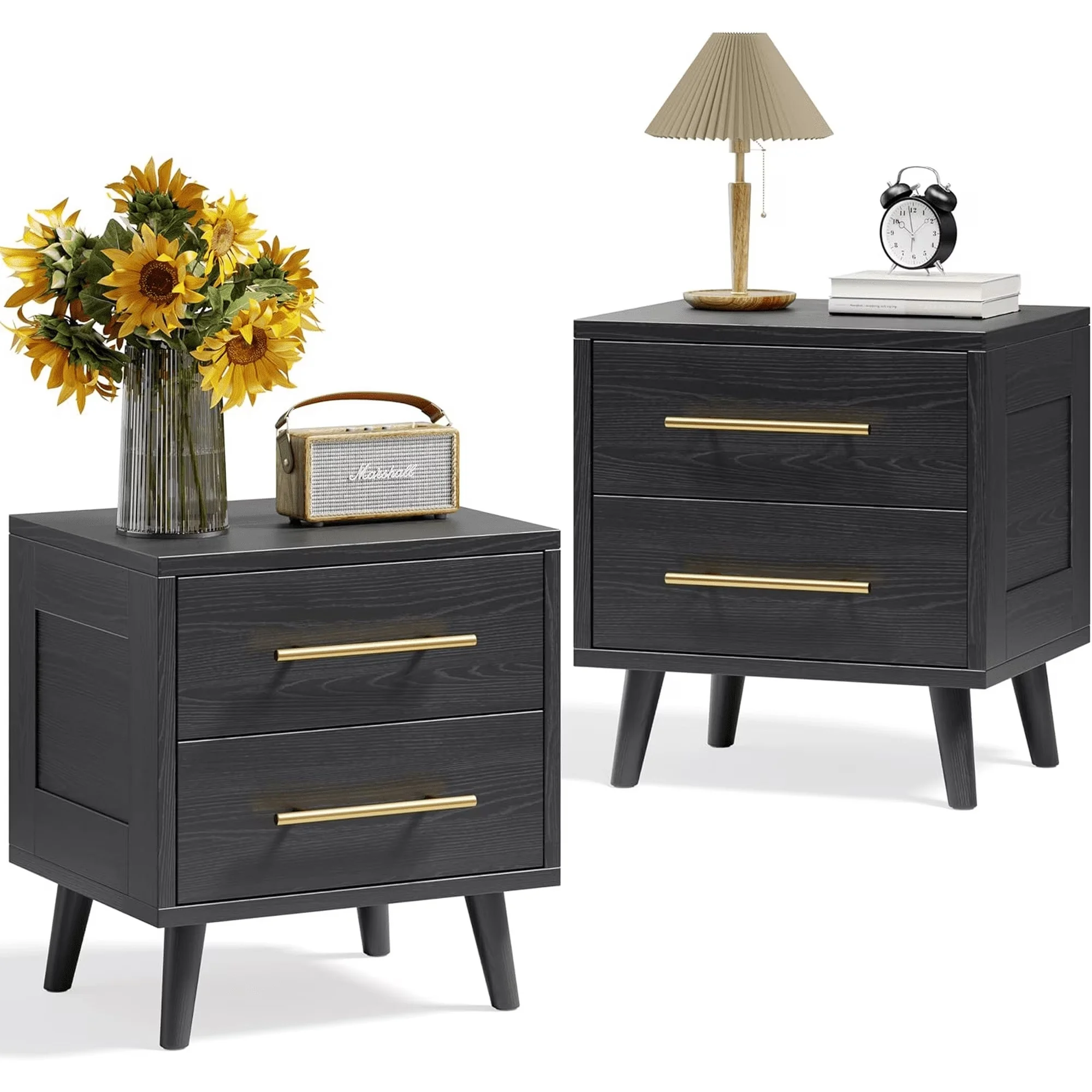 3 Piece Bedroom Furniture Set, 6 Drawer Dresser with 2 Nightstands, Modern Wood Storage Organizer with Metal Handles for Bedroom, Living Room,Black(Black) - Image 9