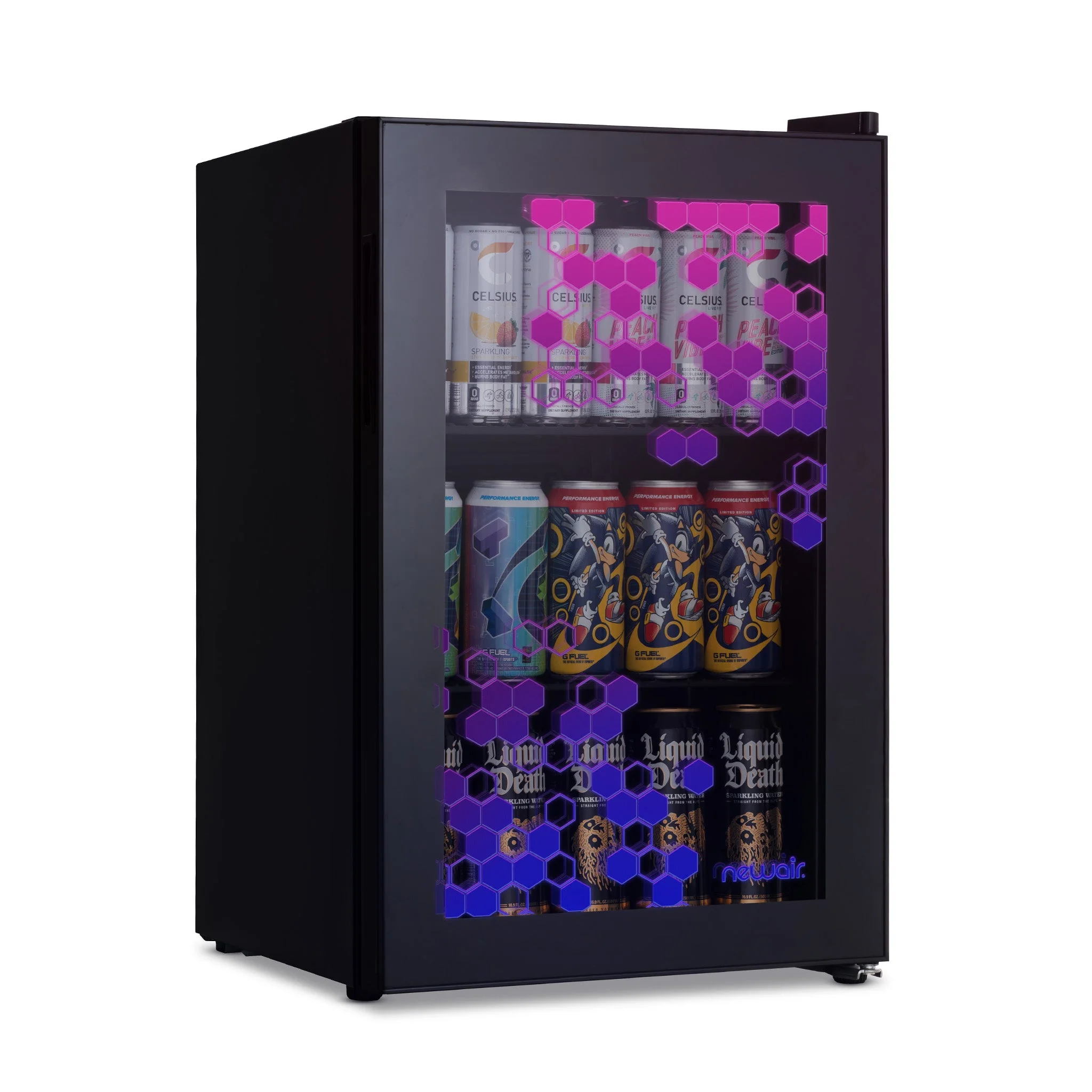 Newair Prismatic Series Beverage Fridge with RGB HexaColor LED Lights