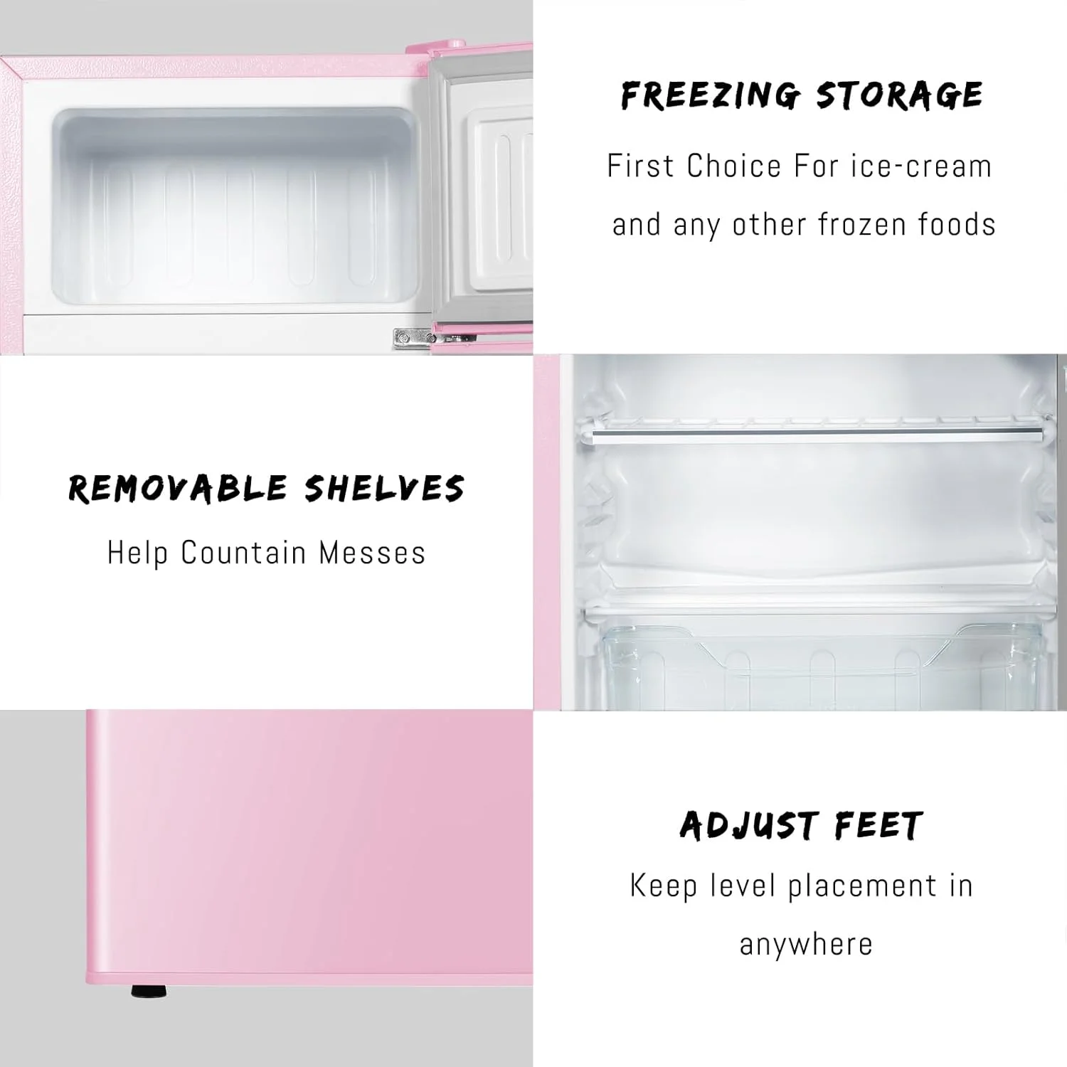 3.2 Cu.Ft Pink Mini Fridge With Freezer, Compact Dorm Refrigerator, 2 Doors for Bedroom, Office, Kitchen, Apartment(Pink) - Image 7
