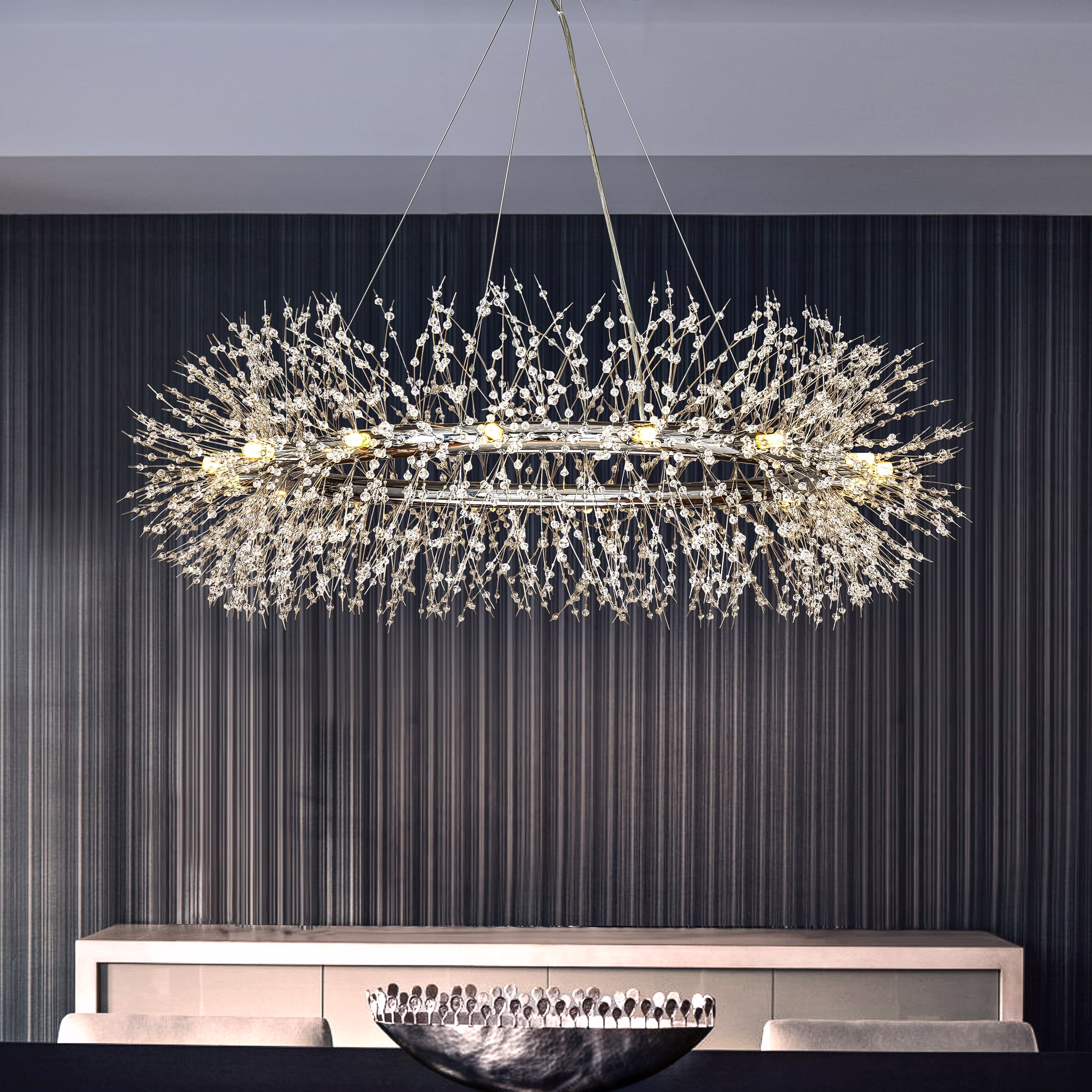 AloaDecor Modern Firework Crystal Chandelier for Dining Room and Living Room Antique Bronze 8 W 31.5" 13 to 24 Inches Bronze 25 to 36 Inches