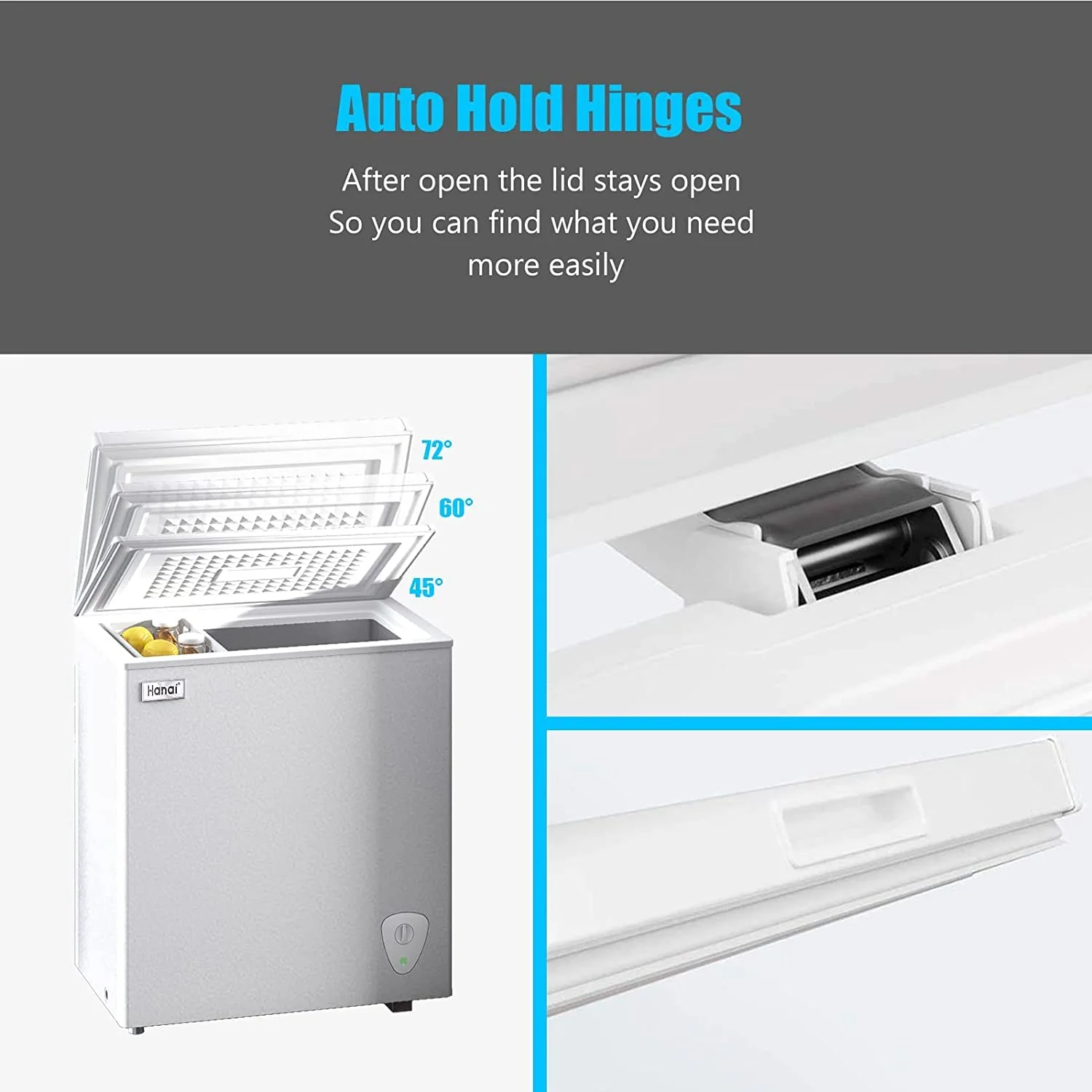 5.0 Cubic Chest Freezer, Compact Deep Freezer with Top Open Door and Removable Storage Basket, 7 Gears Temperature Control, Energy Saving, for Office Dorm or Apartment - Image 3