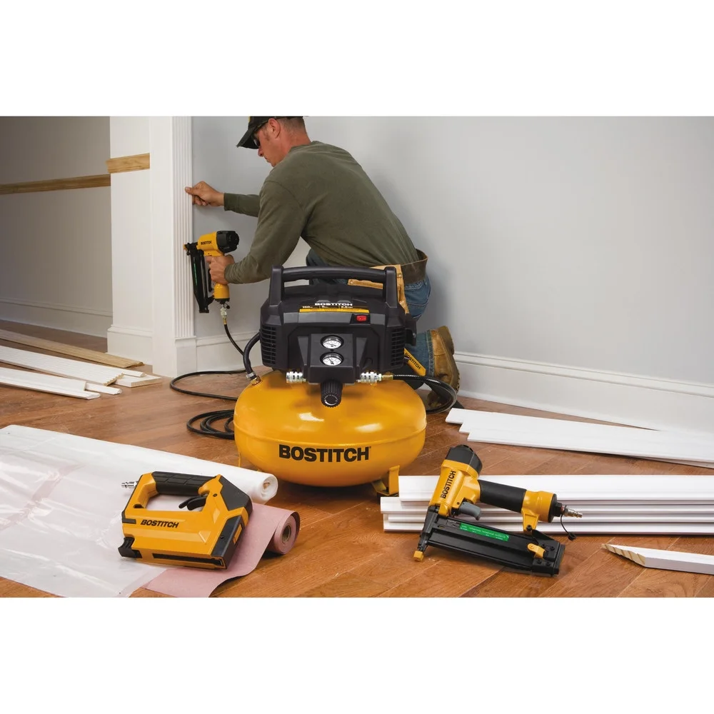 Bostitch BTFP3KIT 3 - Piece Nailer/ 0.8 HP 6 Gallon Oil - Free Pancake Air Compressor Combo Kit