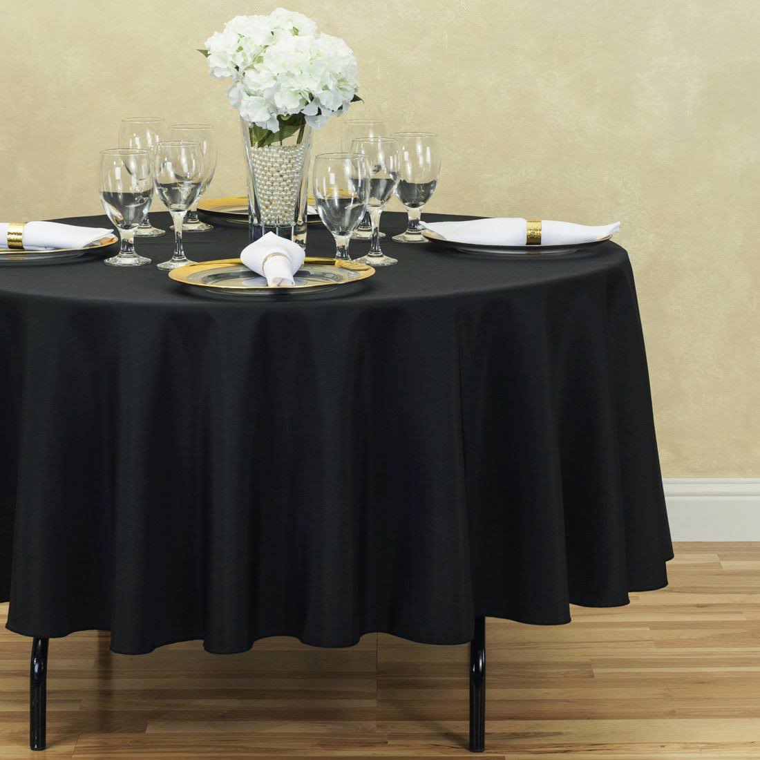 90 in. Round Polyester Tablecloth Black