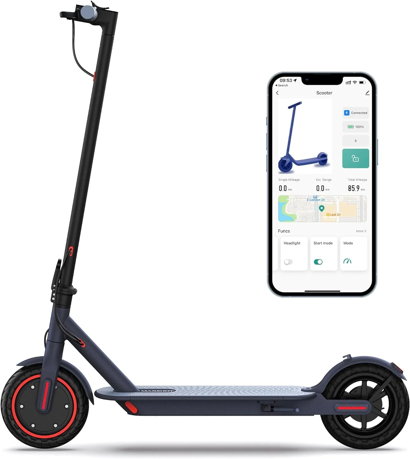 Electric Scooter - 350W Motor, Max 21 Miles Long Range, 19Mph Top Speed, 8.5