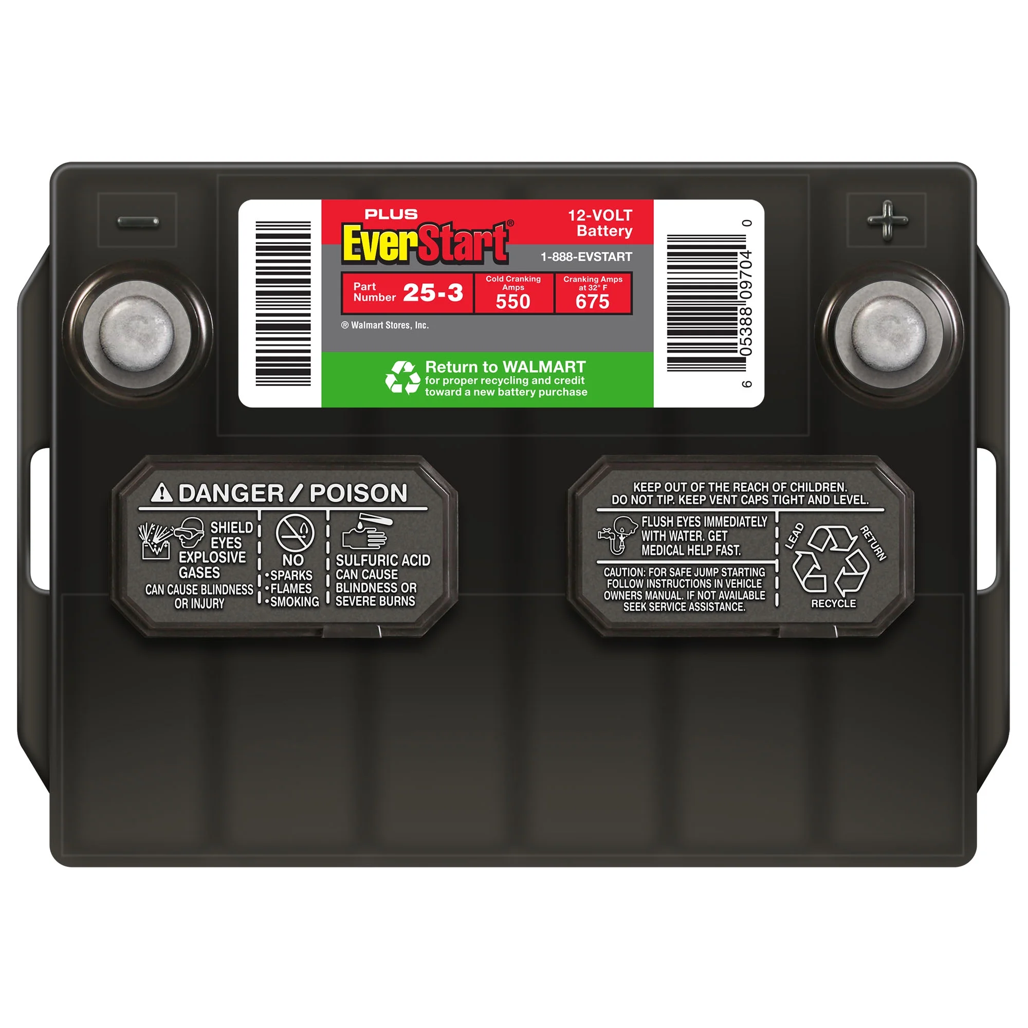 Plus Lead Acid Automotive Battery, Group Size 25-3 (12 Volt/550 CCA) - Image 2