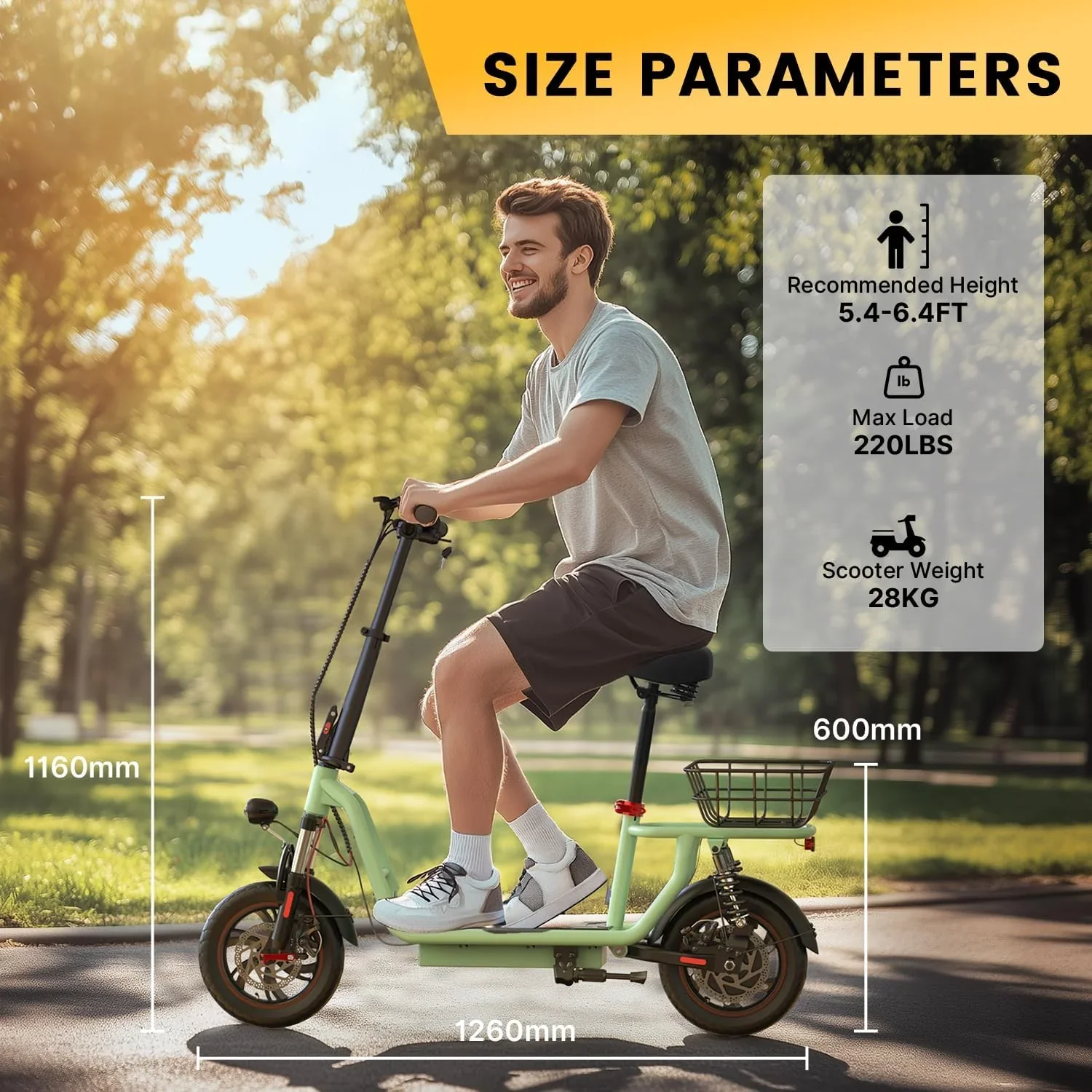 Trottinette électrique iScooter avec siège, vitesse maximale de 28/19/15,6 mph, double suspension