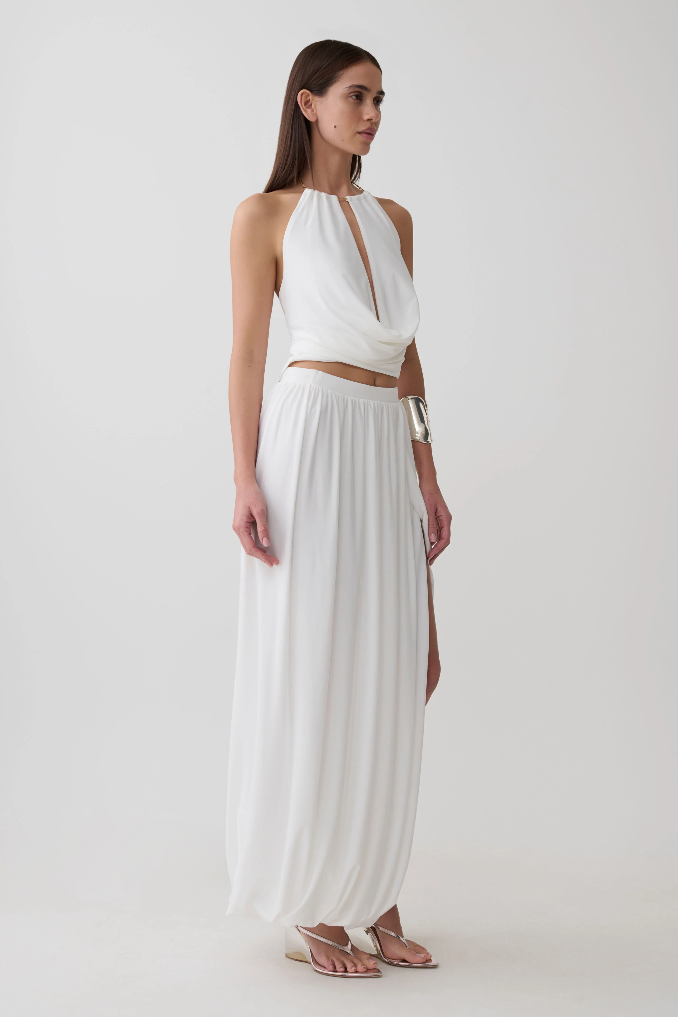 Banks Bubble Hem Midi Skirt - White