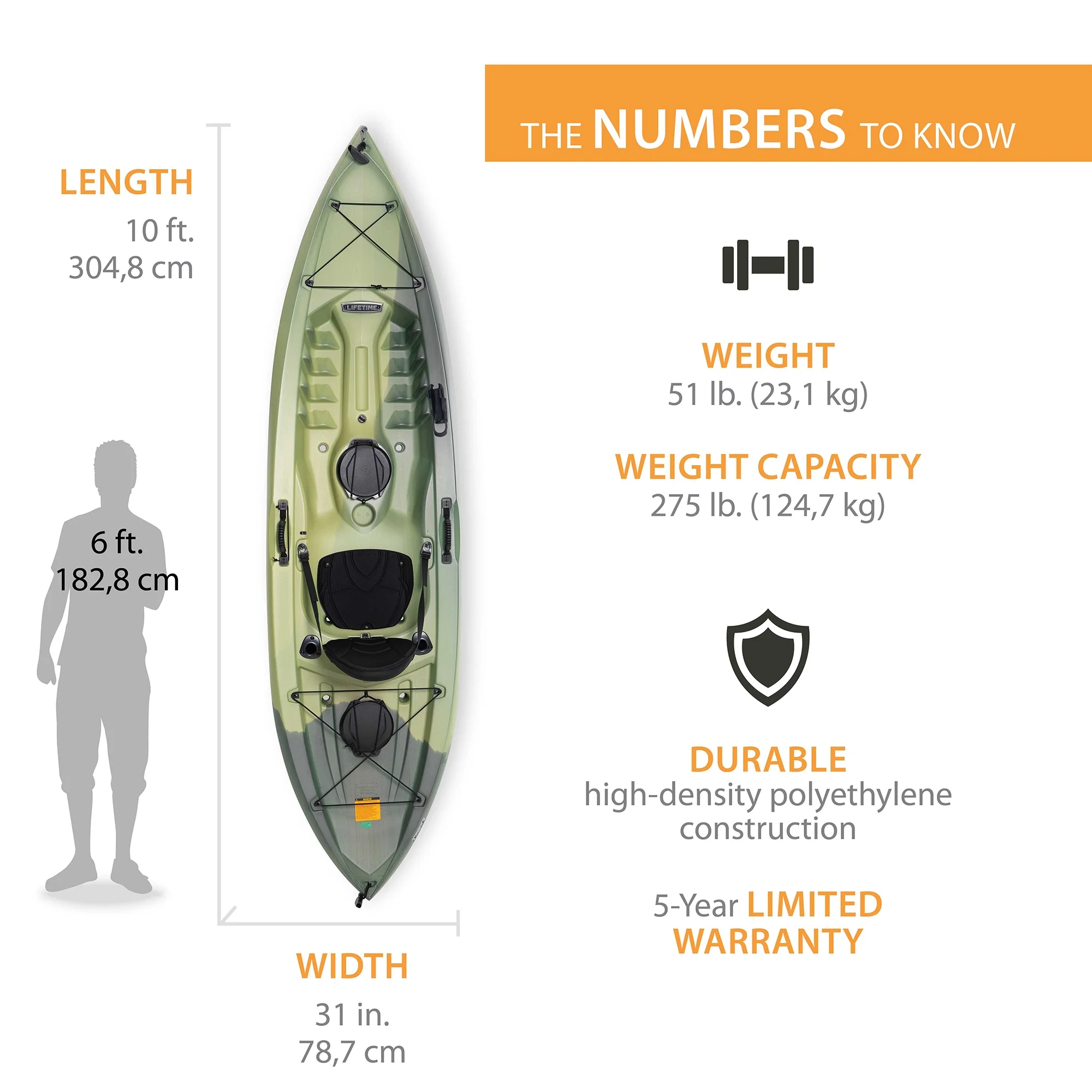 Lifetime Tamarack Angler 10 Ft. Fishing Kayak, Volcano Fusion (91340)