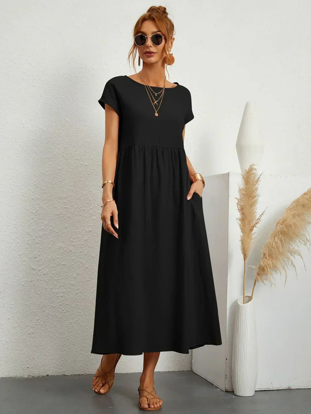 Robe Légère En Coton Doux Avec Poches