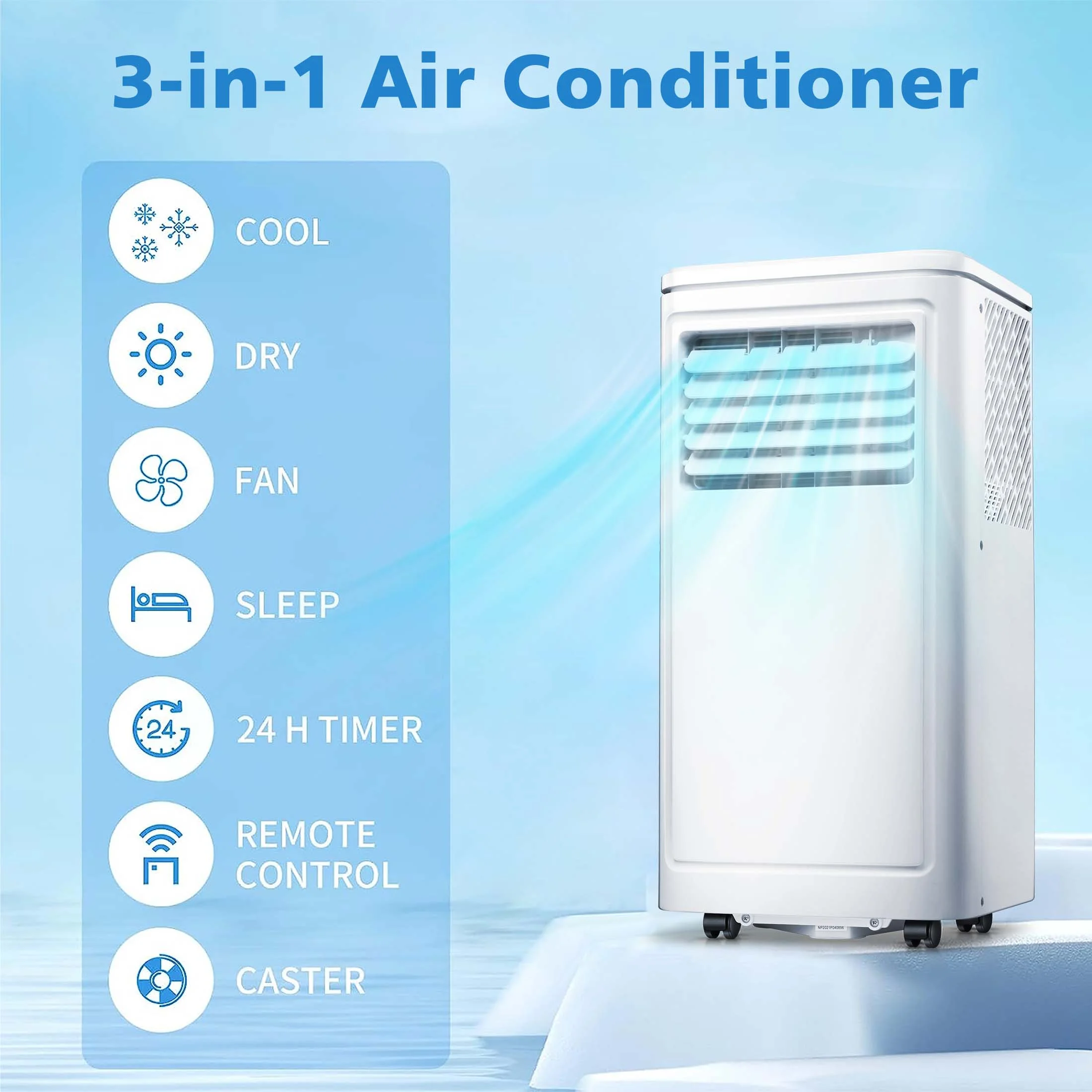 Portable Air Conditioner, 8,000 BTU Ashrae, 4-in-1 Quiet AC with Dehumidifier, Fan, Sleep Mode Washable Filter for Rooms up to 350 Sq. Ft(8000) - Image 9