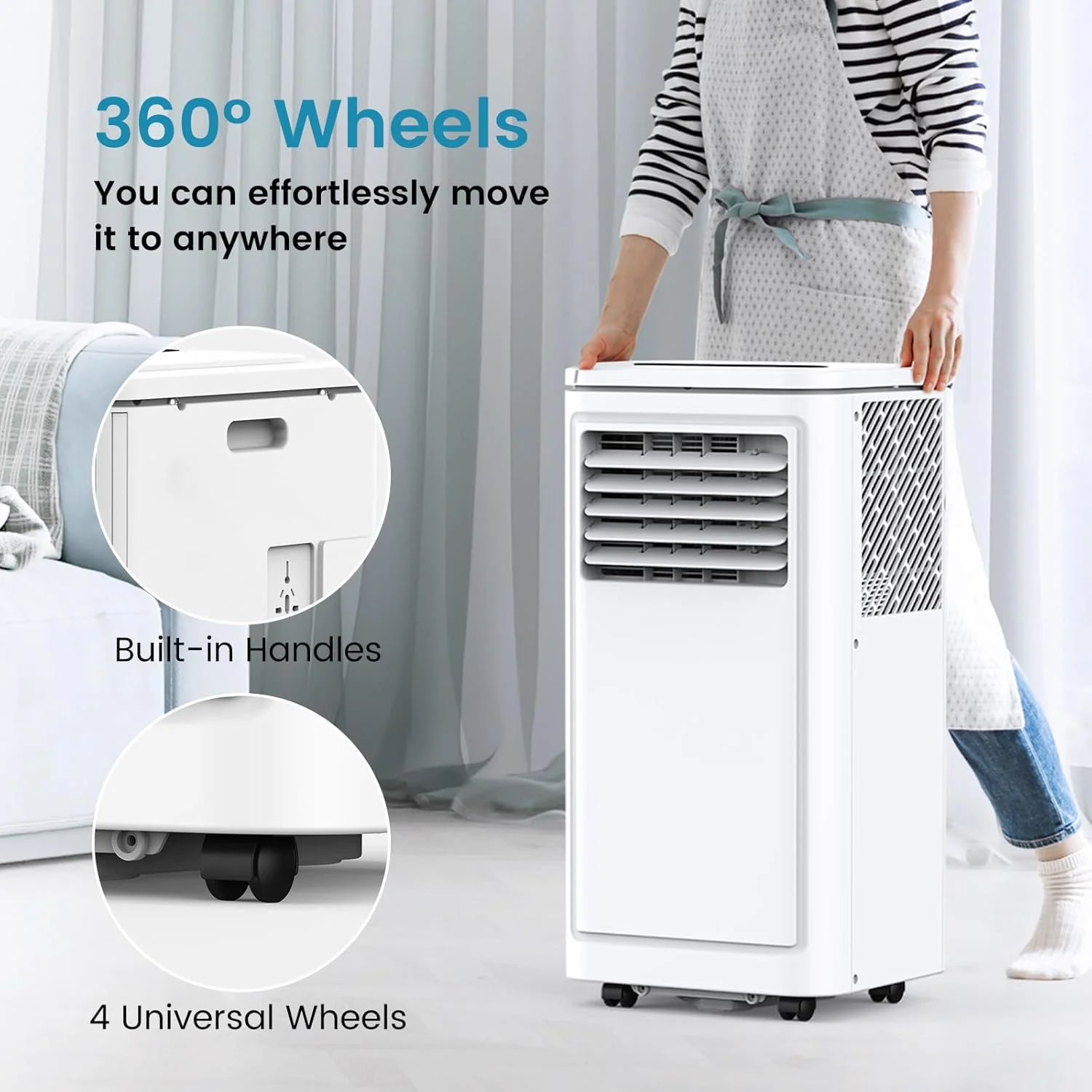 Portable Air Conditioner, 8,000 BTU Ashrae, 4-in-1 Quiet AC with Dehumidifier, Fan, Sleep Mode Washable Filter for Rooms up to 350 Sq. Ft(8000) - Image 5