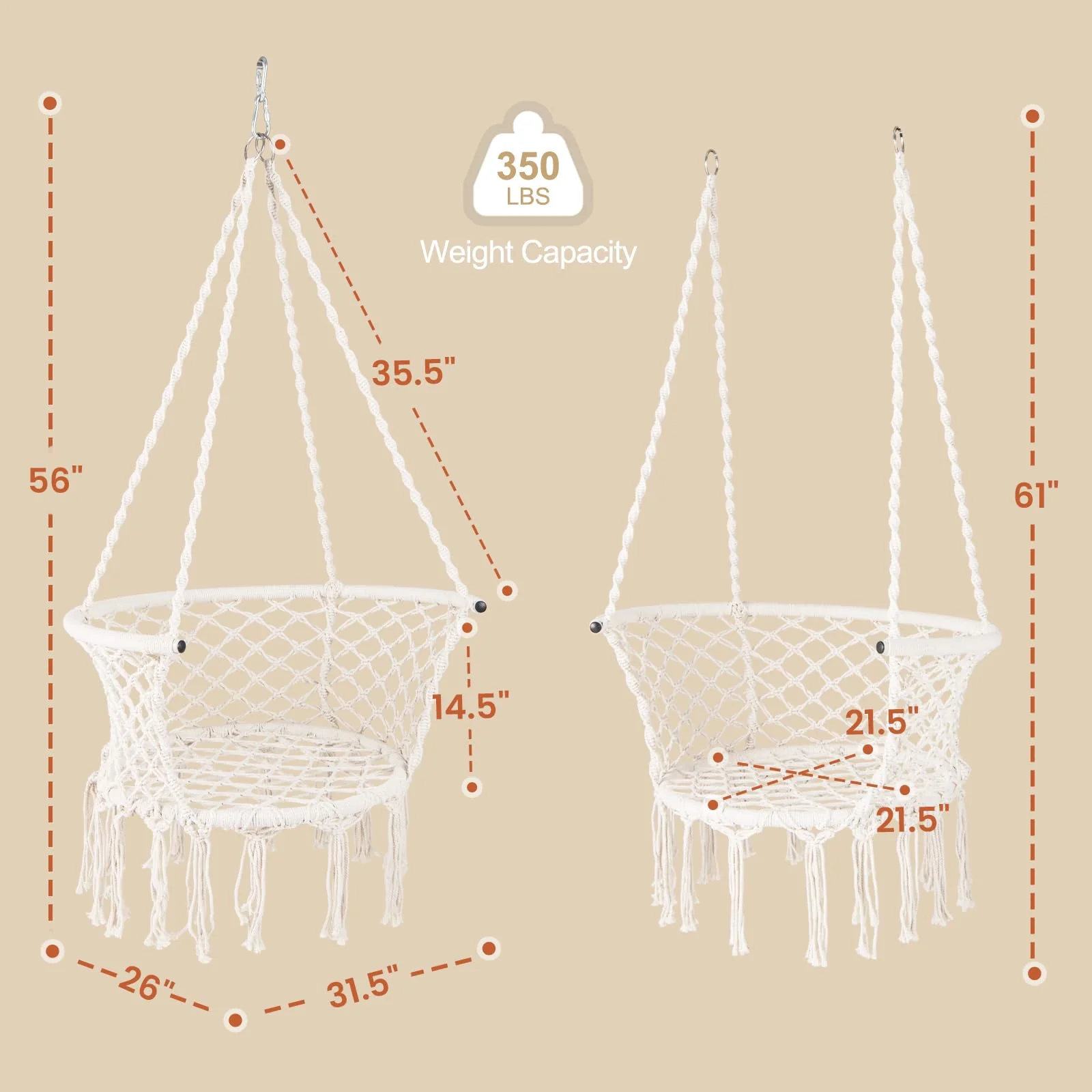 Tangkula Boho Style Macrame Hammock Swing