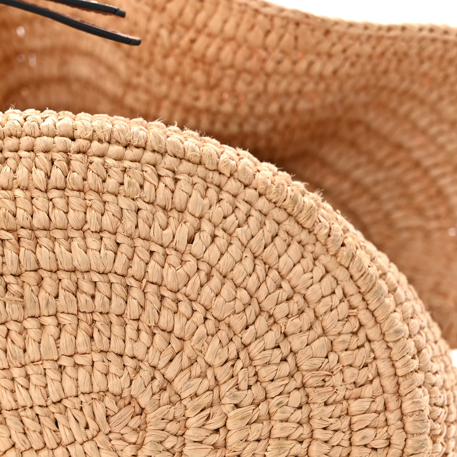 Raffia Calfskin Paulas Ibiza Balloon Ruffle Basket Tote Bag Natural Tan