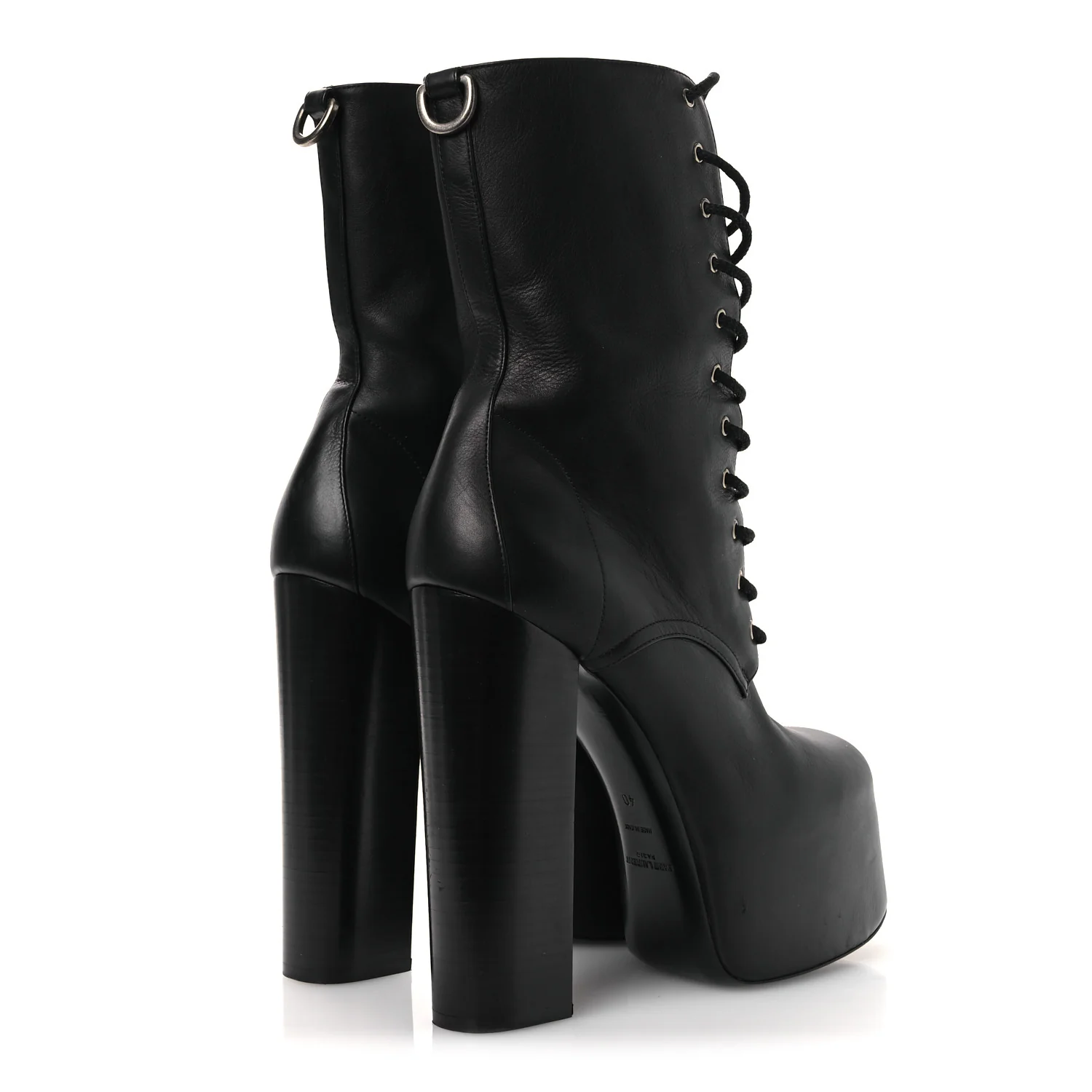 Calfskin Mina Lace Up Platform Boots 40 Black