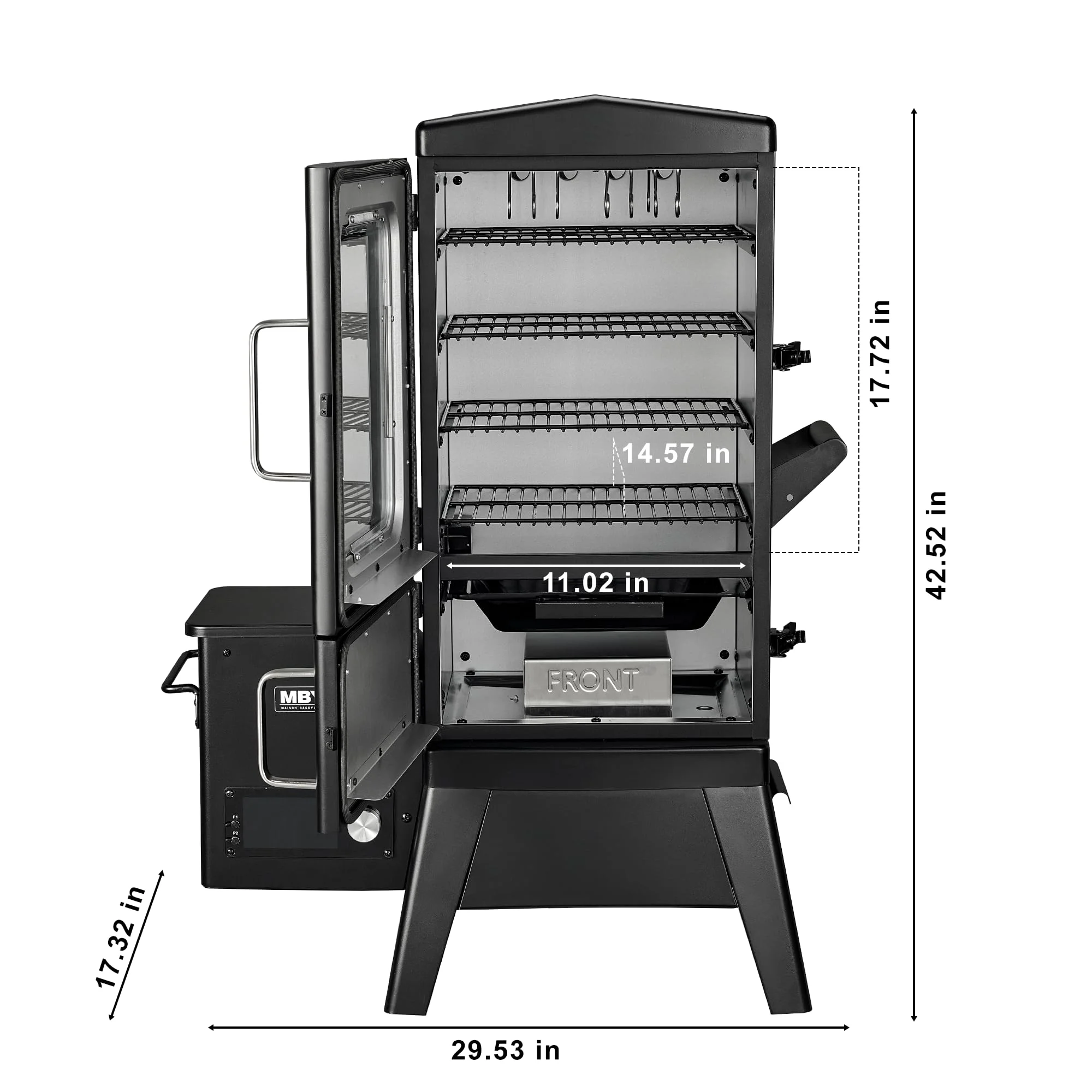 Vertical Electric Pellet Smoker Grill with Cover, 616 Sq in Cooking Area, LED Temperature Control, Meat Probe, Outdoor BBQ Smoker for Steak, Ribs, Fish & Vegetables