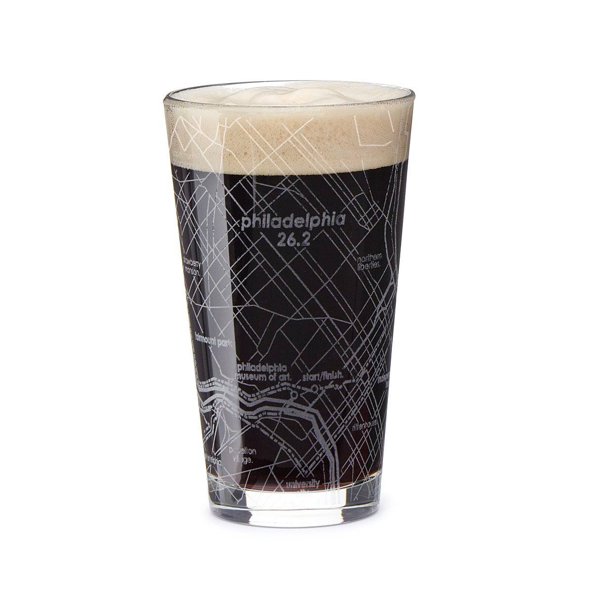 Philadelphia 26.2 - Marathon Map Pint Glass Standard (No Custom Additions)