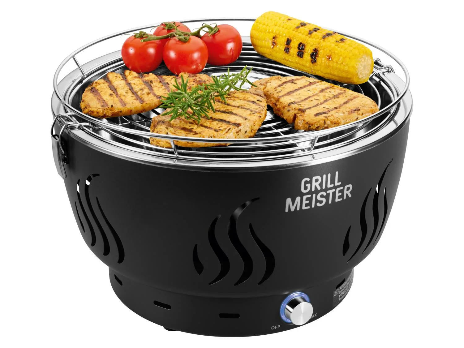 GRILLMEISTER Barbecue  charbon de bois avec ventilation active GAG 34 D1,  31,8 cm