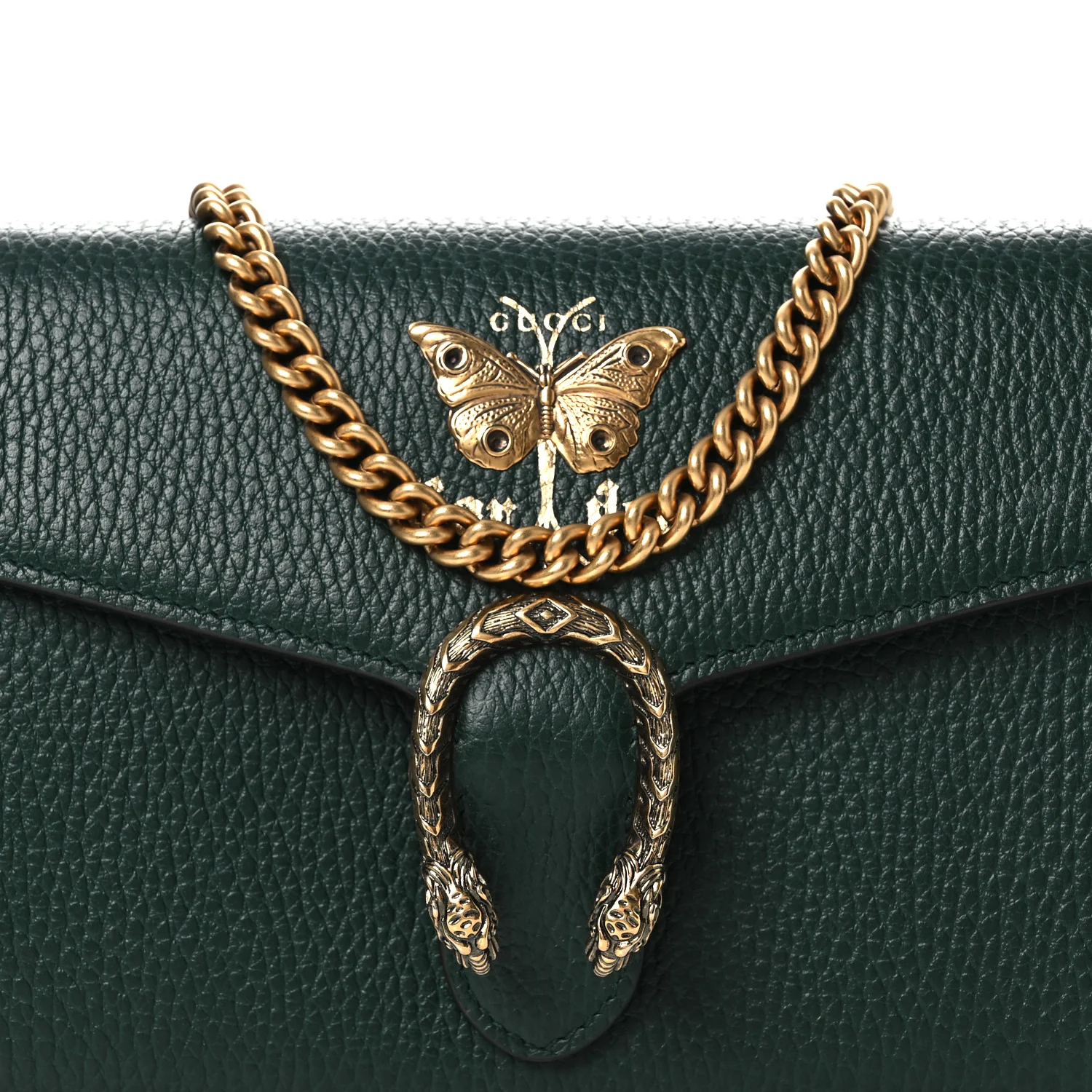 Calfskin Garden Dionysus Chain Wallet Emerald