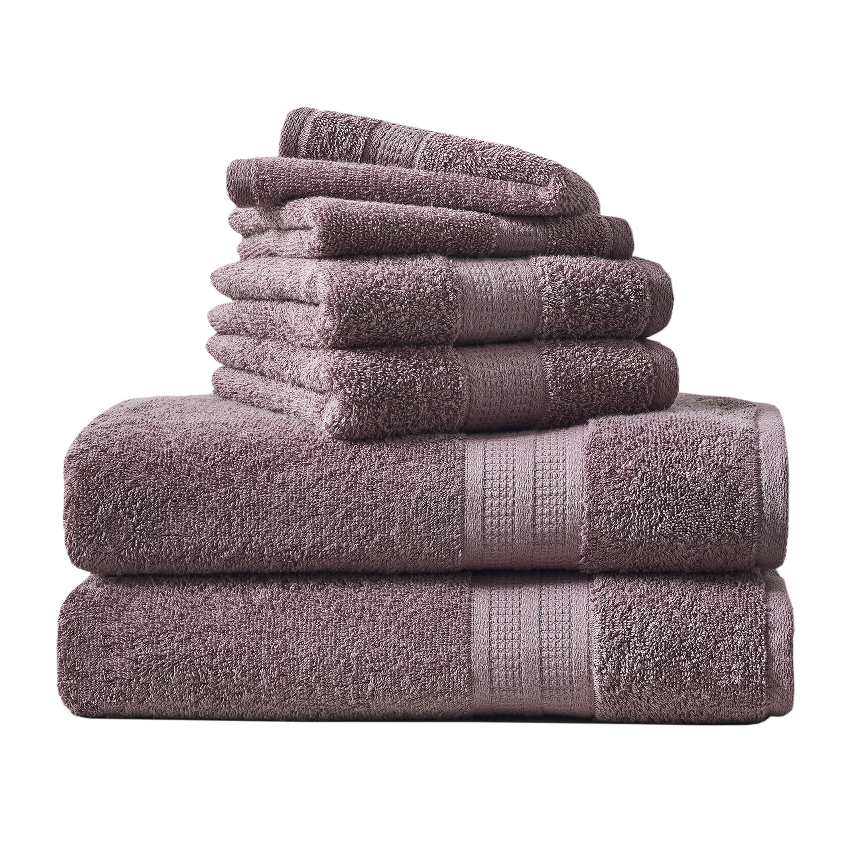 Better Homes & Gardens 6-Piece Bath Towel Set, Solid Purple, Size: 6 Piece Set (Solid)