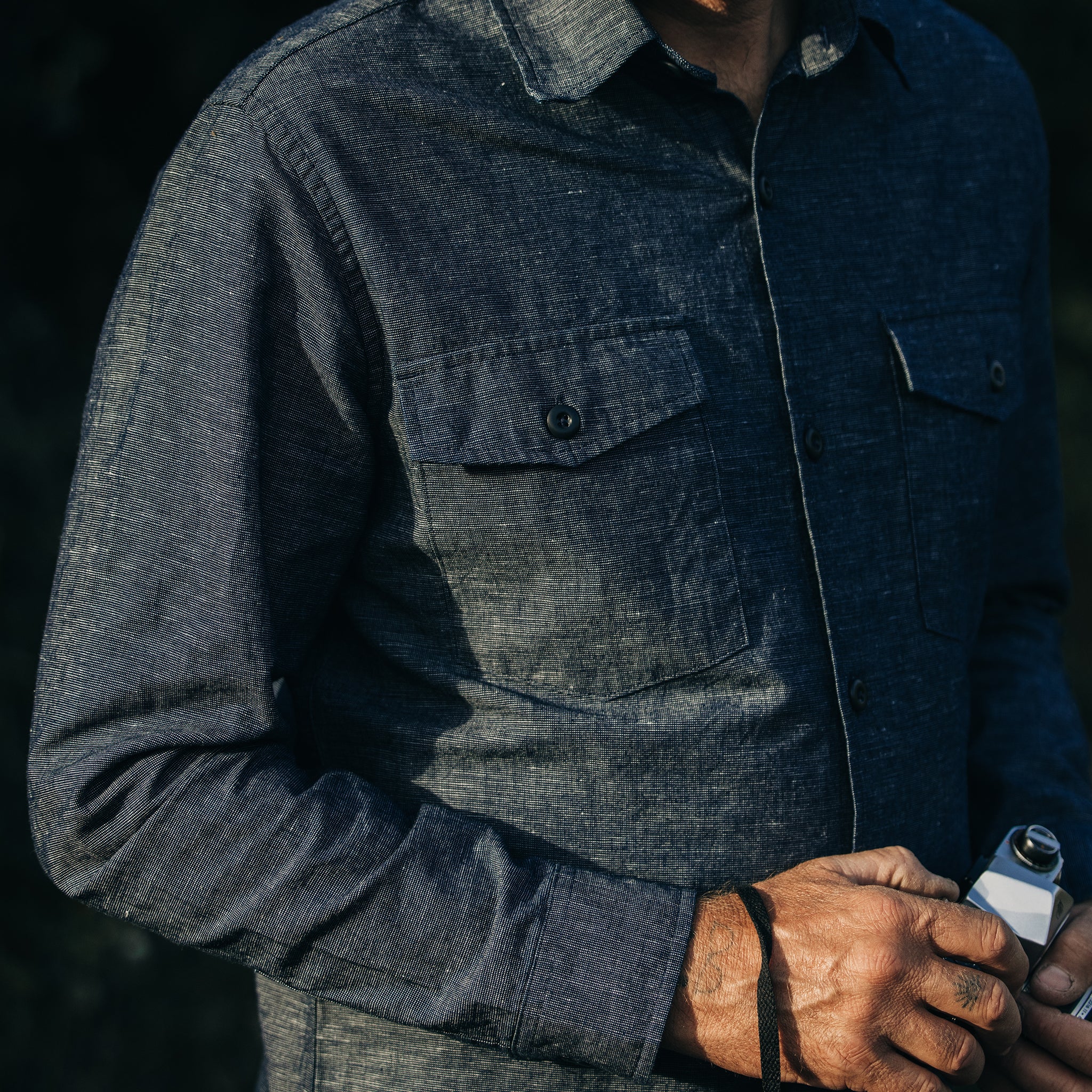 Chemise Point en indigo flammé