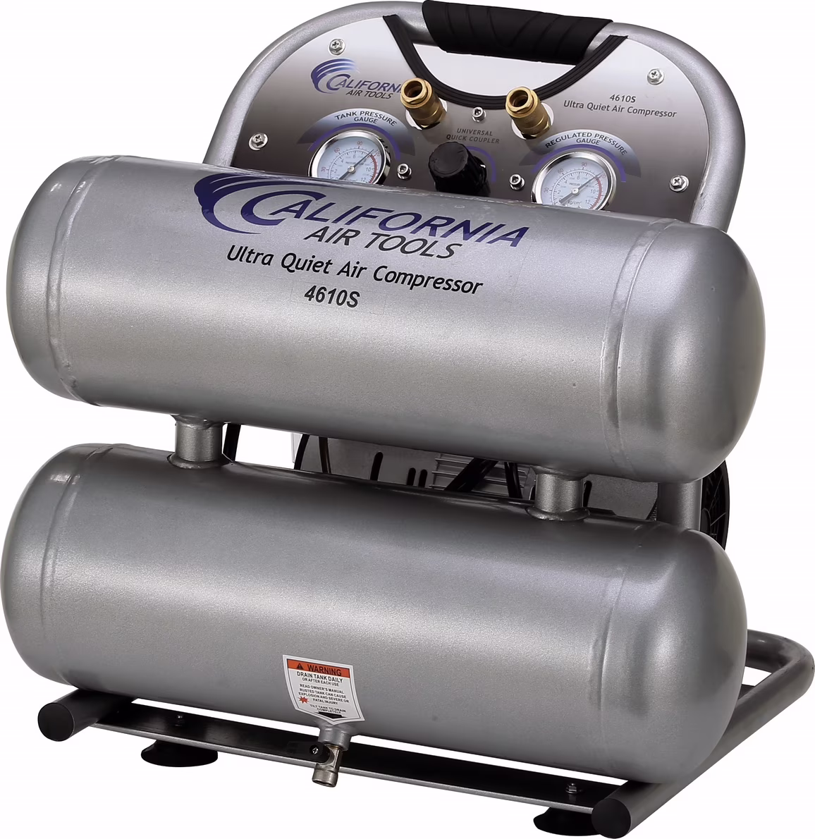 California Air Tools 4610S Ultra Quiet & Oil-Free 1.0 Hp, 4.6 Gal. Steel Twin Tank Air Compressor