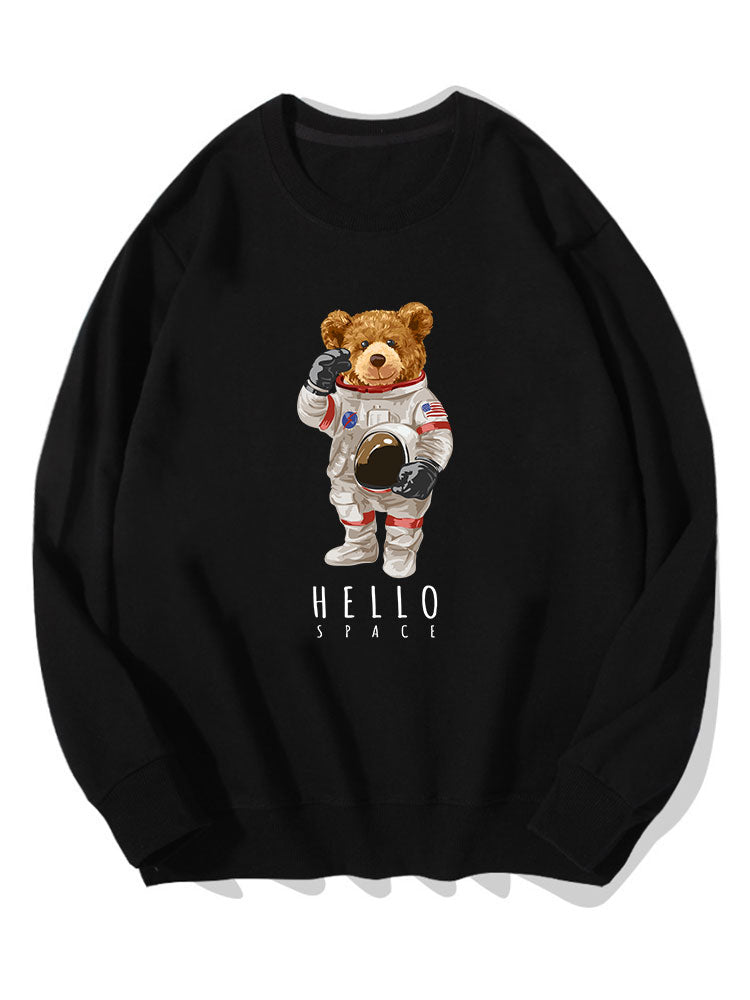 Sweat-shirt en coton imprimé ours astronaute