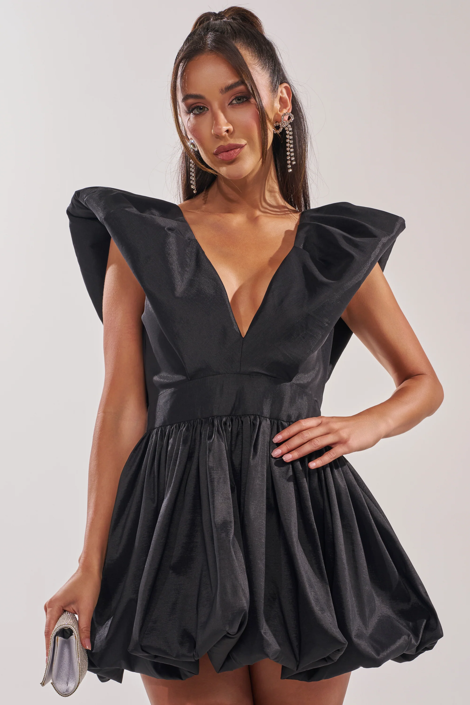 ONCE UPON A DREAM WOVEN MINI DRESS IN BLACK - Akira Store